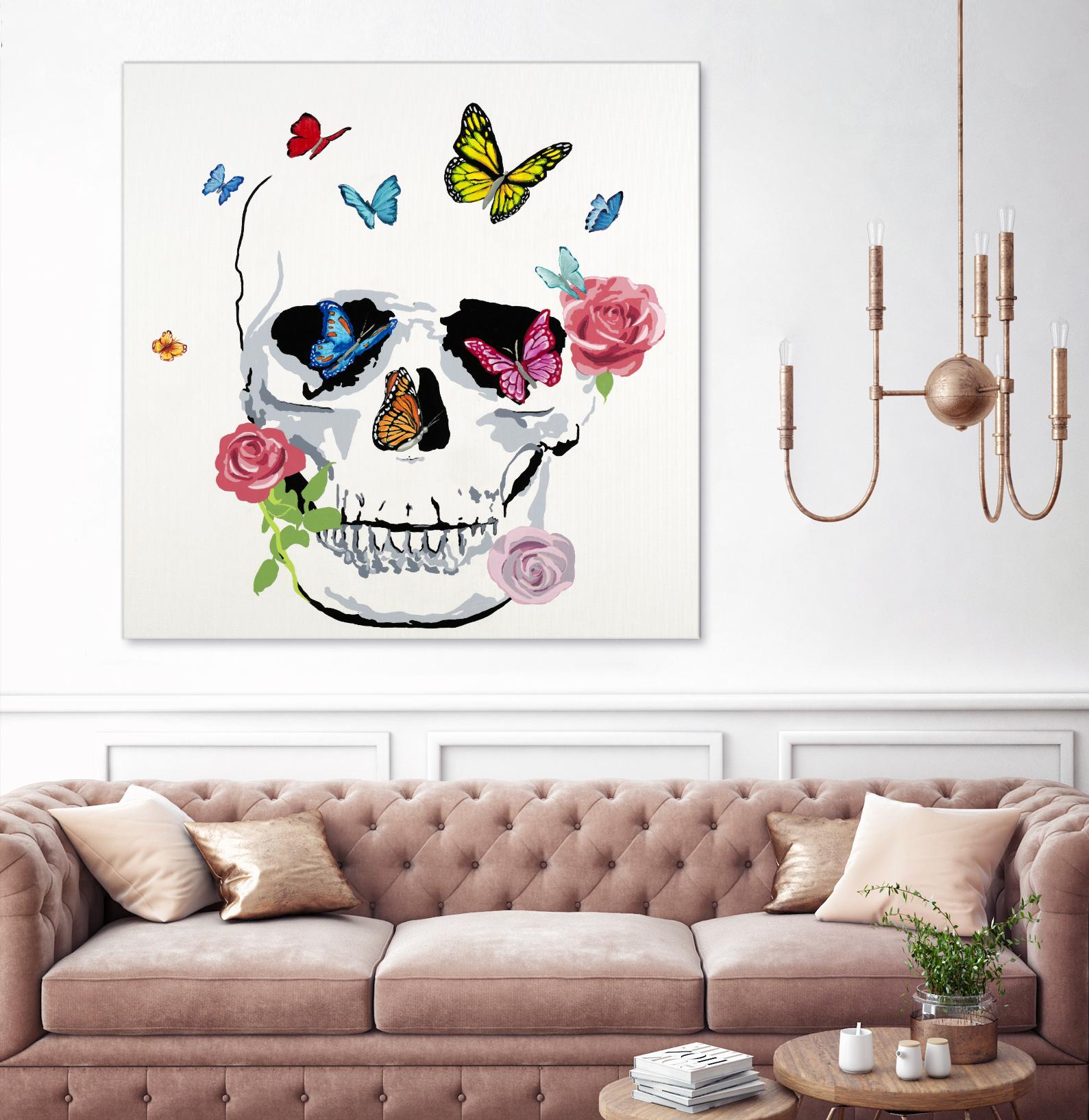 Butterfly Flower Skull Necklace - Gothic Punk Jewelry for Women, Unique Handmade Accessory - Perfect for Halloween, Cosplay, and Alternative Fashion