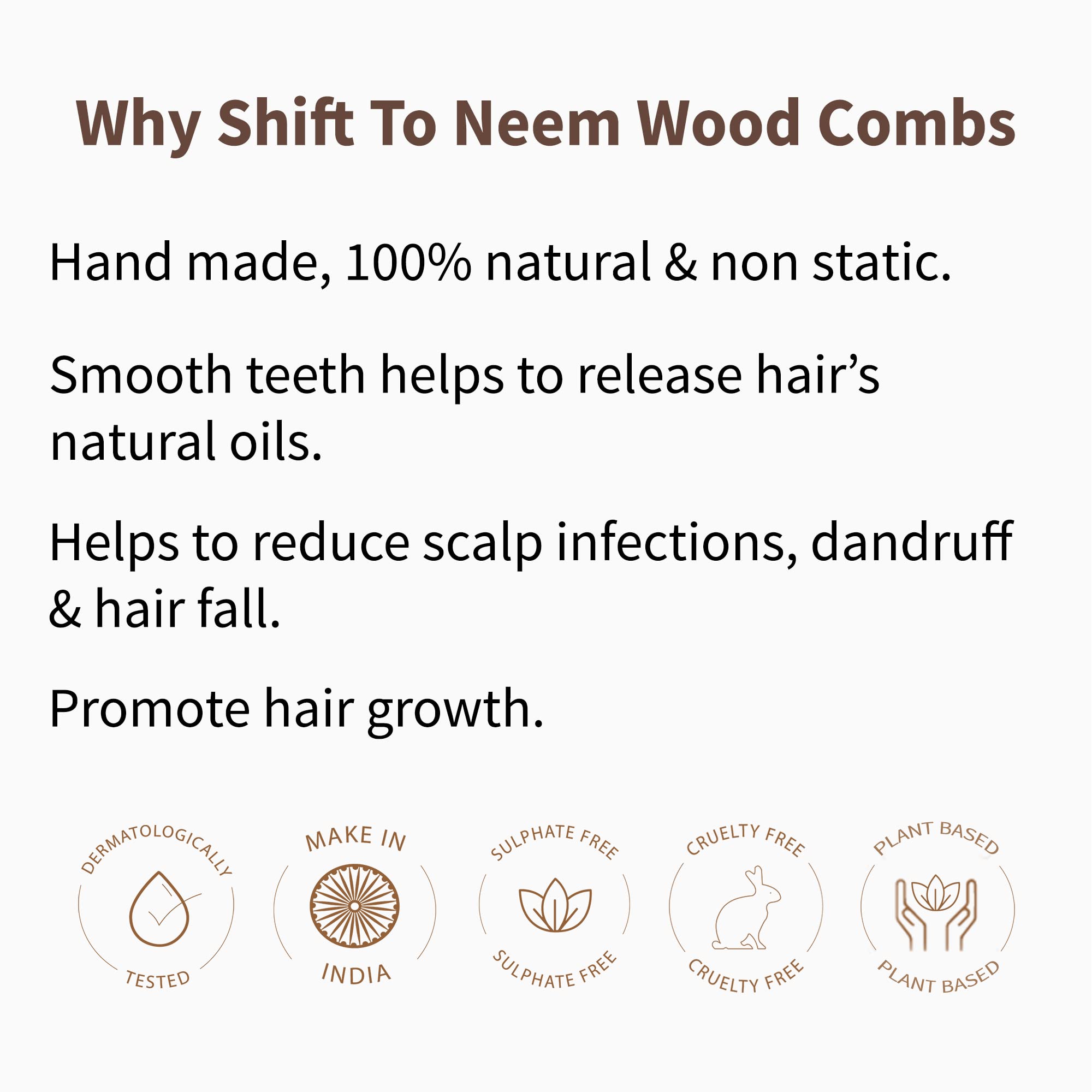BodyHerbals Double Tooth Dressing Comb - 100% Natural Neem Wood, Handmade with Elegant Design in Gift Box (Cream) | Perfect for Hair Styling, Detangling & Ayurvedic Hair Care
