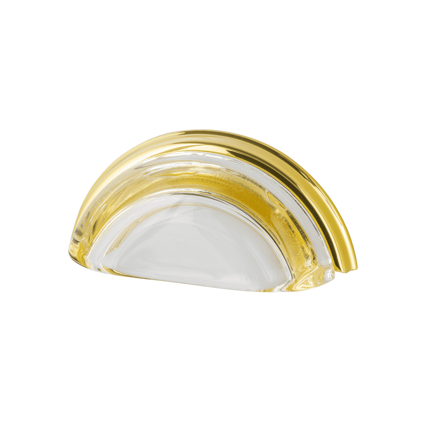 Polished Brass Cup Pull Crystal Clear 3 on Center - Elegant Cabinet & Drawer Handles for Kitchen, Bathroom & Furniture