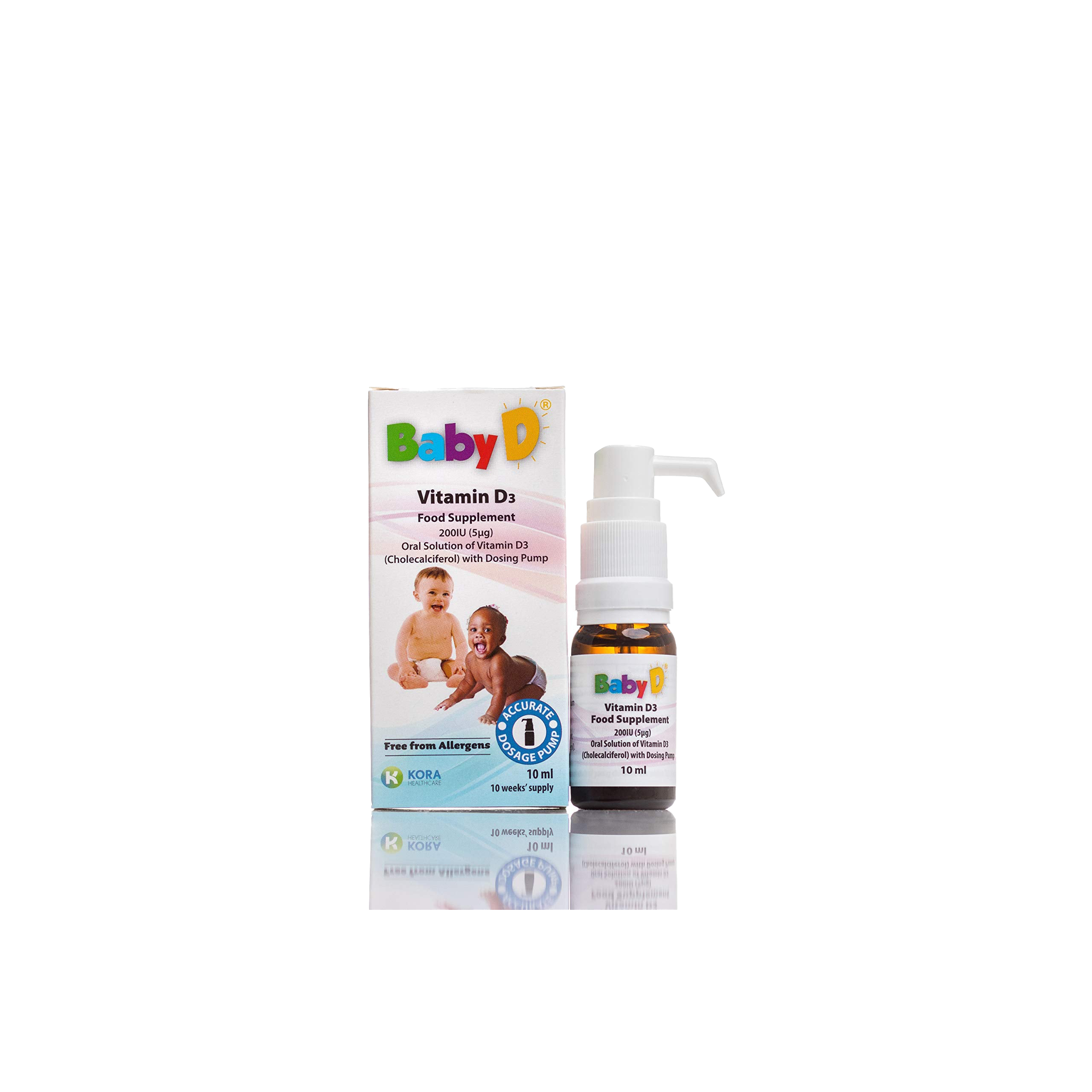 BabyD 200 IU Vitamin D3 Liquid Drops for Infants & Newborns - 10ml Pump Bottle - Supports Bone Health & Immune System - Perfect for Daily Supplementation from Birth