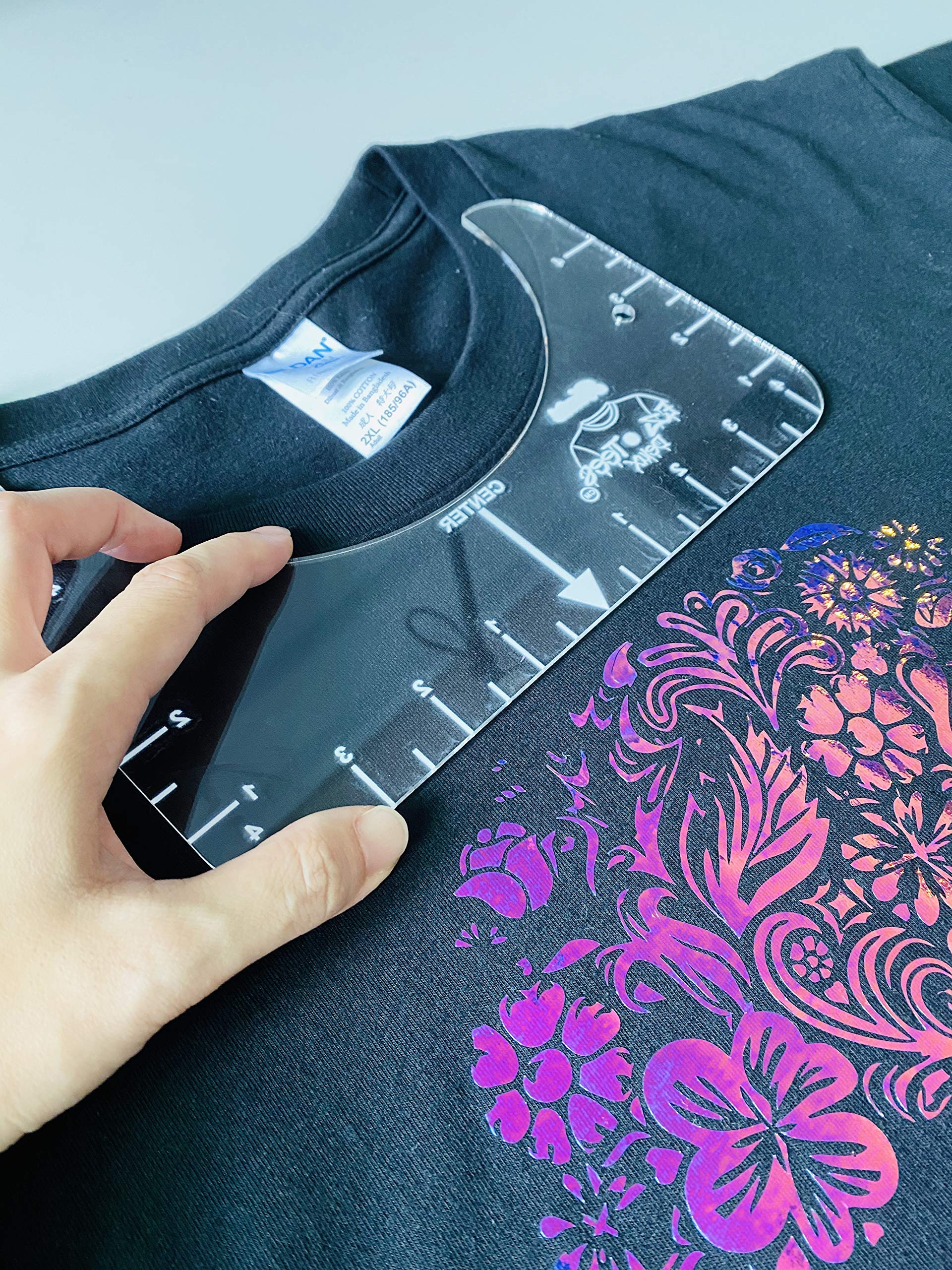 EZ Tees Deluxe Mini T-Shirt Ruler - Professional Graphics Alignment Tool for Heat Transfer Vinyl & Iron-On Designs | Perfect for DIY T-Shirt Printing, Craft Projects & Screen Printing Setup