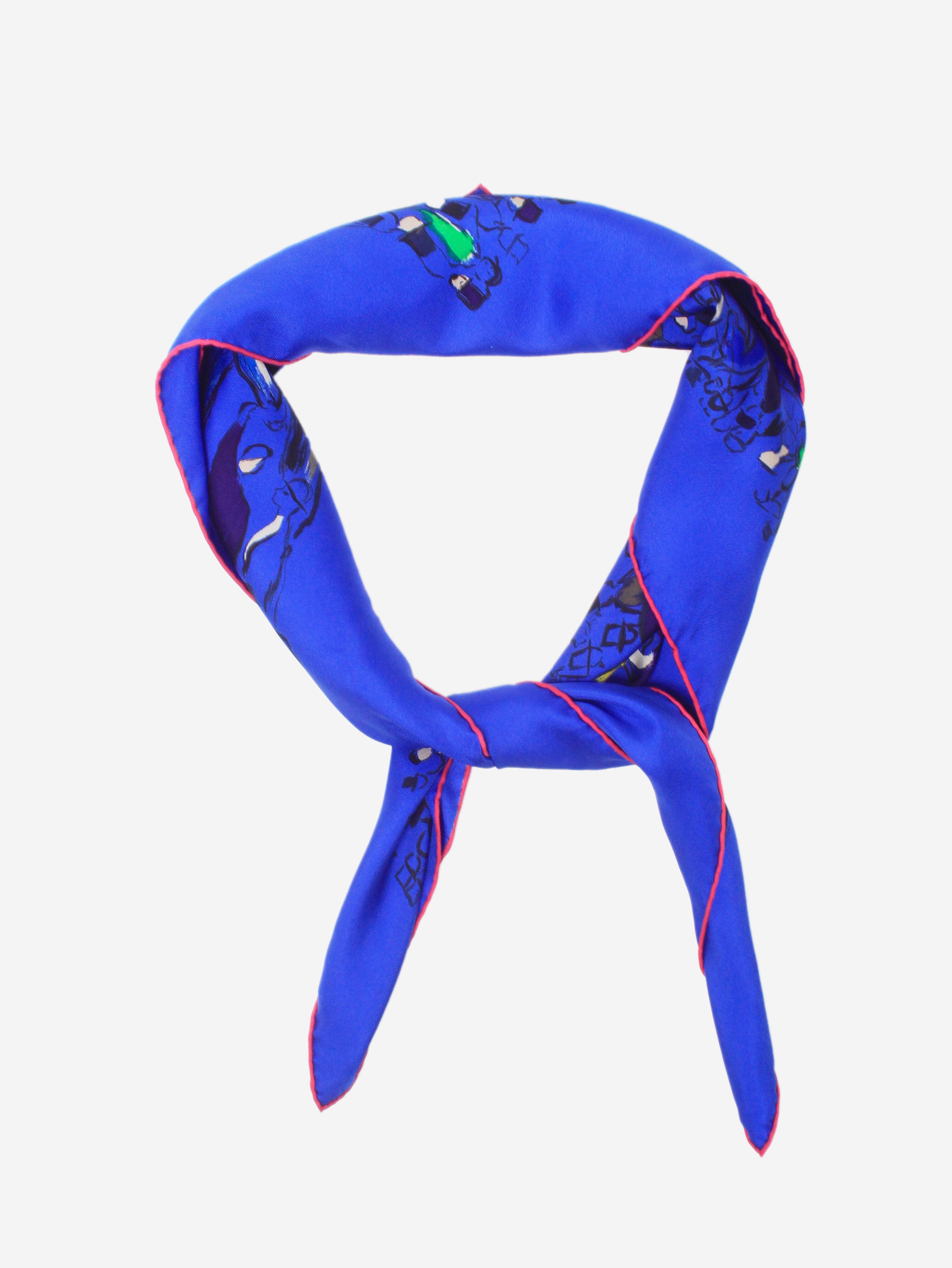 Luxury Blue Silk Scarf with Elegant Floral Print - Perfect for Women's Fashion Accessories, Gift Giving & Special Occasions