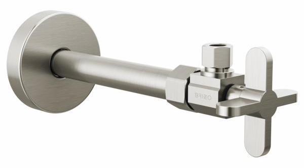 Brizo BT022204 BN Angled Supply Stop Valve with Cross Handle in Brushed Nickel - Perfect for Bathroom & Kitchen Faucet Installations