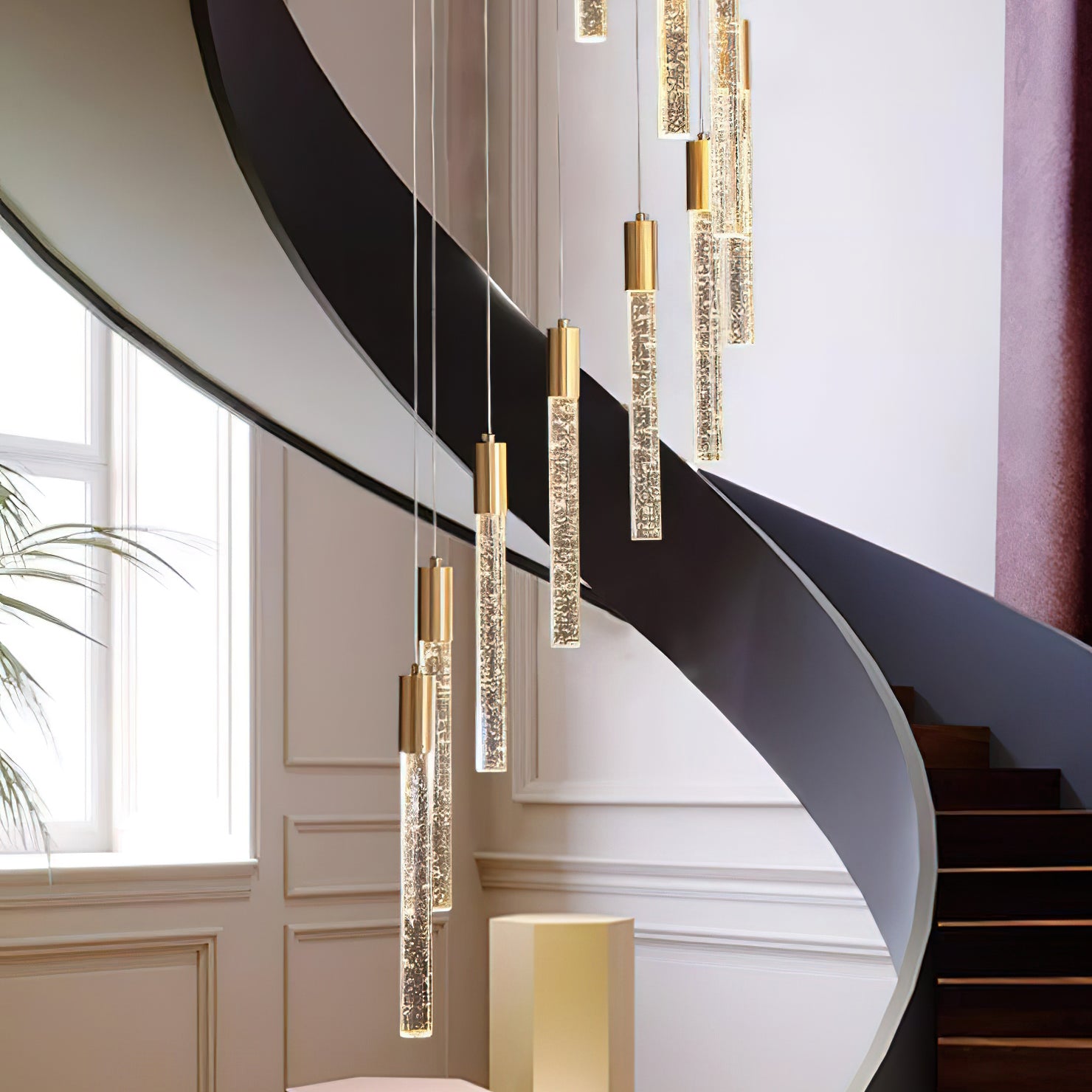 Modern Bubble Glass Pendant Light - Elegant Hanging Chandelier for Dining Room, Kitchen Island & Bedroom Decor - Dimmable LED Lighting Fixture
