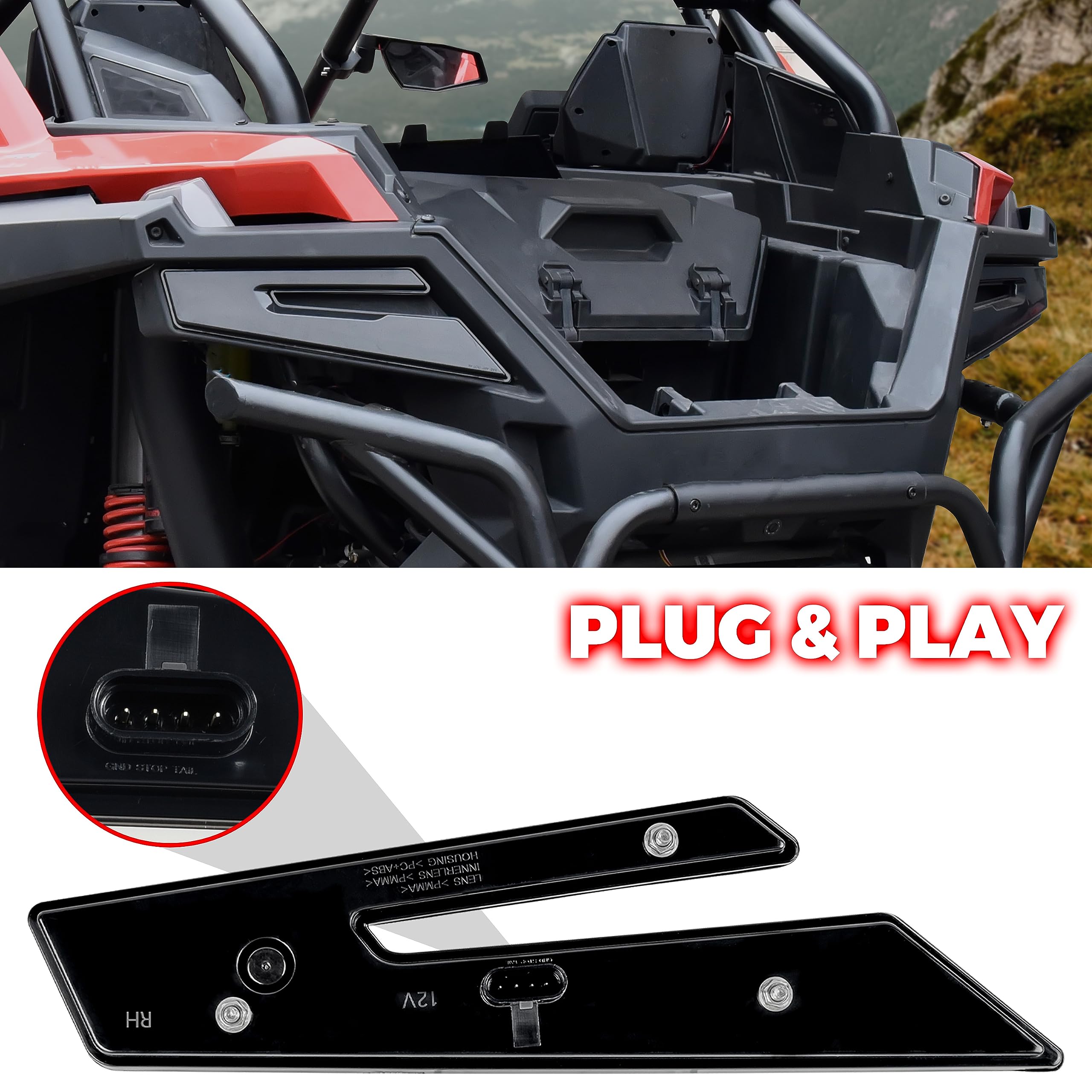 SAUTVS RZR PRO LED Tail Lights - Smoked Black Rear Lamps for Polaris RZR PRO XP/XP4 (2020-2025), RZR PRO S/S4, PRO R, TURBO R/R4 (2022-2025) - Direct Replacement for #2415177 & 2415178 - Perfect for Off-Road Adventures & Night Riding