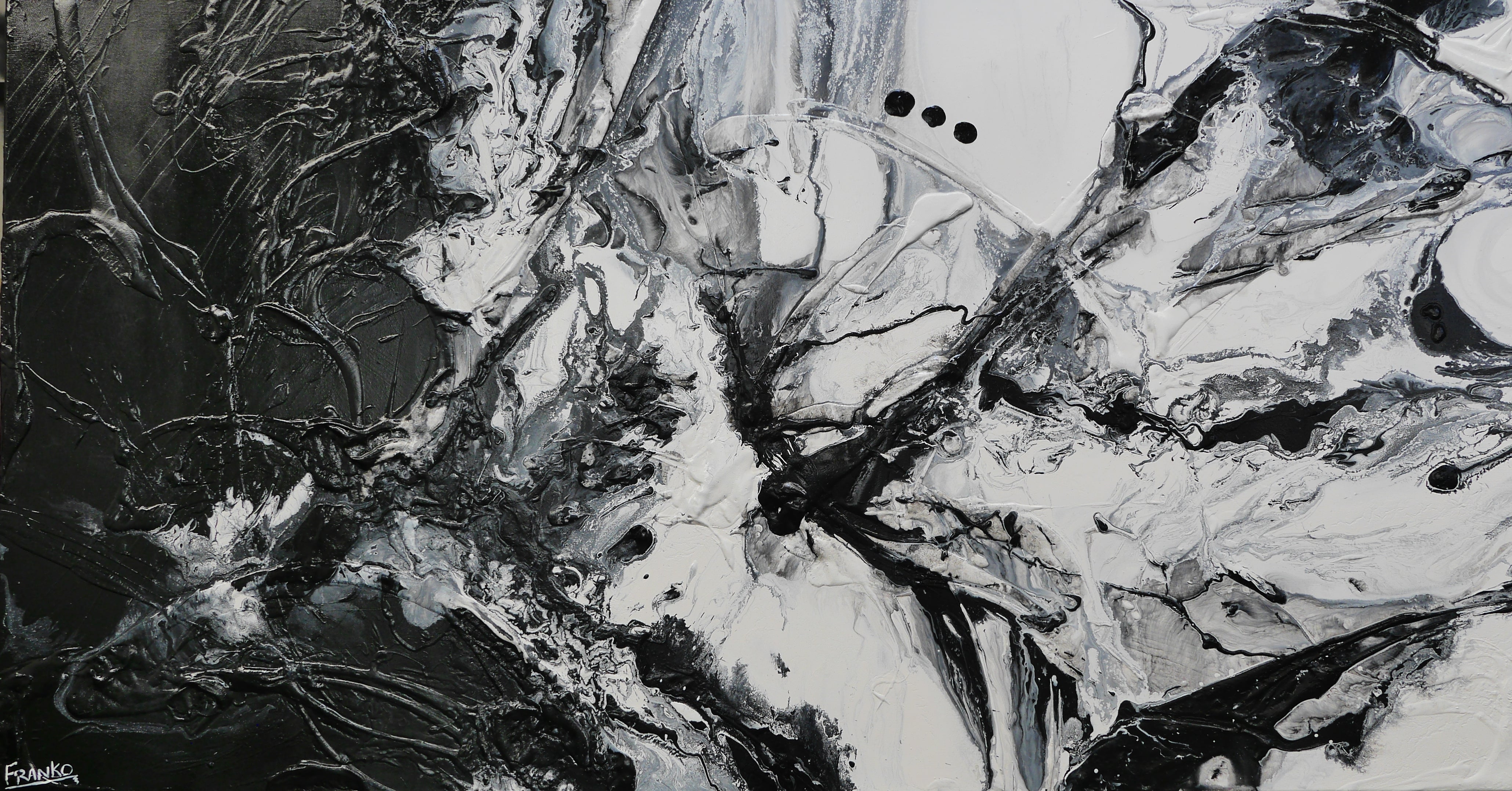 Black Haze 190cm x 100cm Black White Textured Abstract Canvas Art - Modern Wall Decor for Living Room, Bedroom & Office