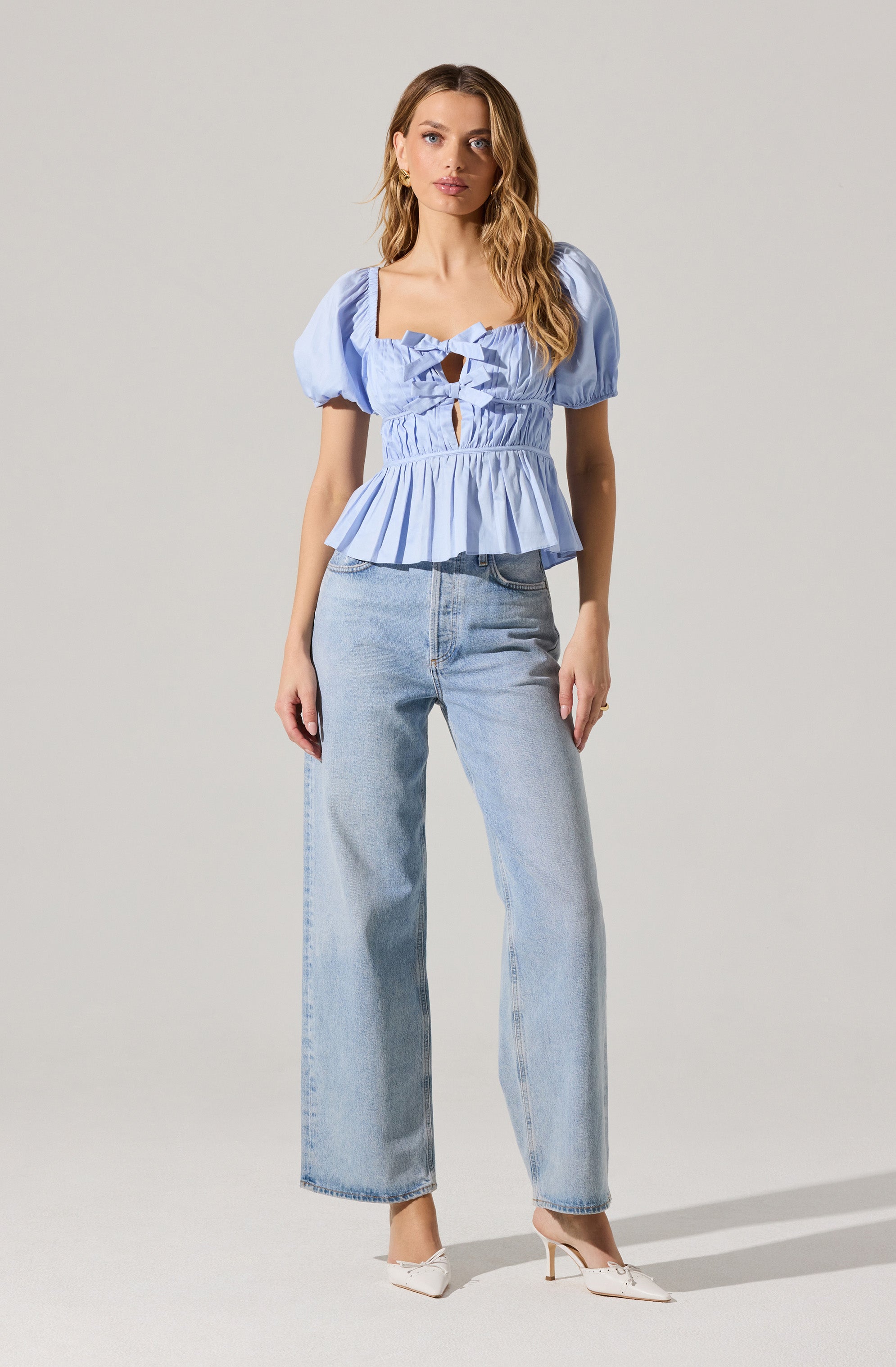 Elegant Bow Front Peplum Top for Women - Flattering Blouse for Office, Party & Date Night | Trendy & Comfortable Fashion Top