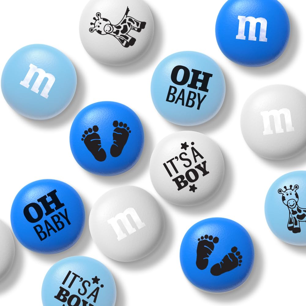 M&M’S It's A Boy Milk Chocolate Candy - 2lbs White & Blue Candy for Baby Showers, Gender Reveals, Party Favors & Decorations | Perfect for Celebrations, Gifts & Dessert Tables