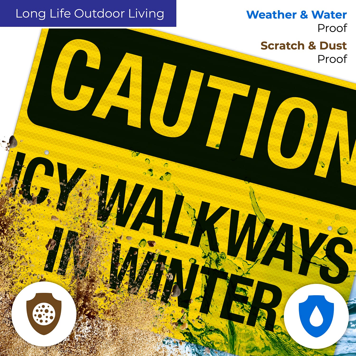 3M EGP Reflective Aluminum Winter Warning Sign - 24x30 Inch Slippery Walkway Caution Sign for Icy Conditions | Durable .080 Thick Fade-Resistant Metal Sign | Made in USA | Perfect for Parking Lots, Sidewalks & Business Entrances
