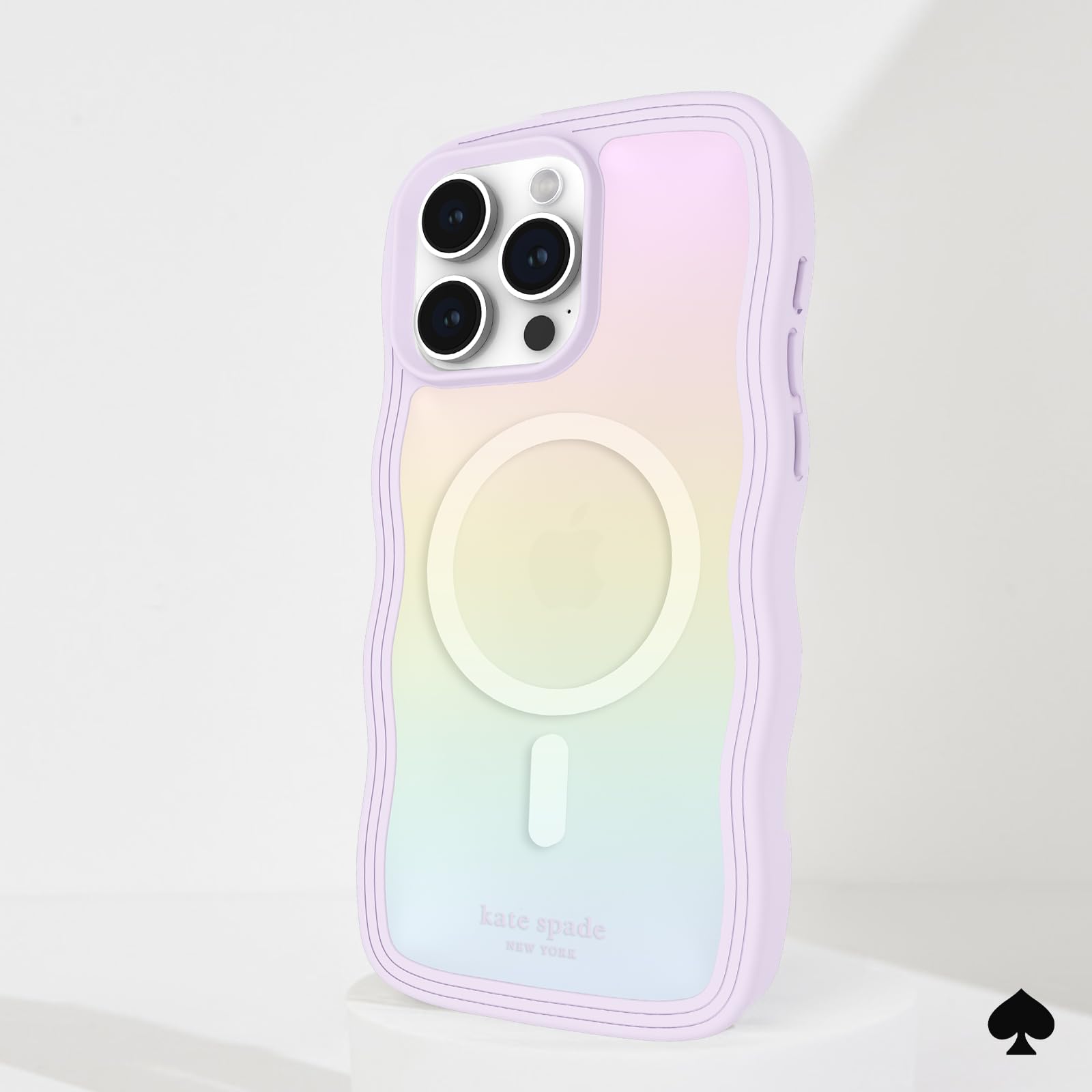 Kate Spade New York iPhone 15 Pro Max Case - MagSafe Compatible Phone Cover with Wavy Iridescent Design - Perfect for Everyday Protection & Stylish Outfits