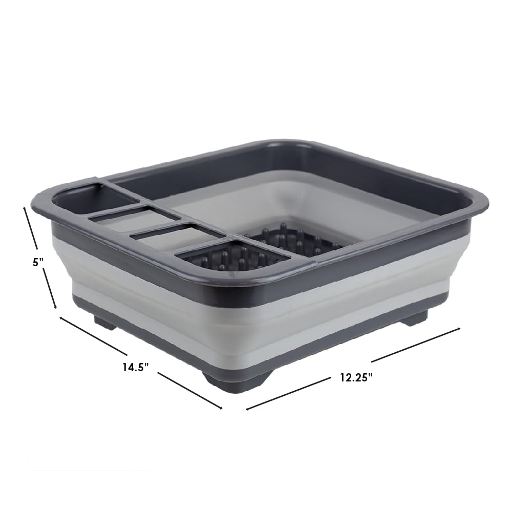 Foldable Dish Drying Rack for Kitchen Counter | Space-Saving Collapsible Dish Drainer with 4 Compartments - Perfect for Small Kitchens, Apartments & RV Use | Quick-Drying Utensil Organizer for Sink or Countertop Storage