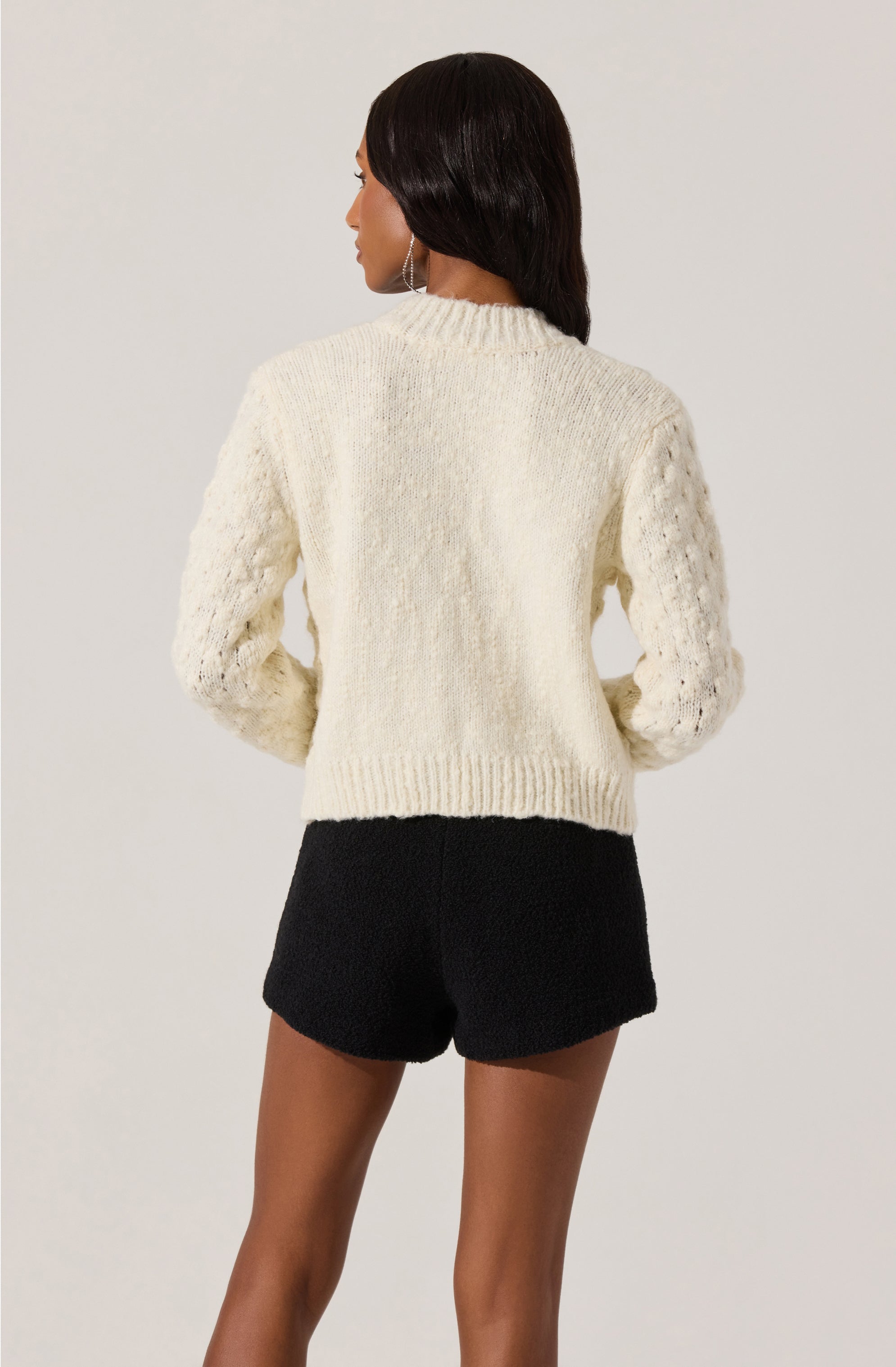 Stylish Contrasting Bow Tie Textured Cardigan for Women - Perfect for Office Wear, Date Nights & Fall Layering