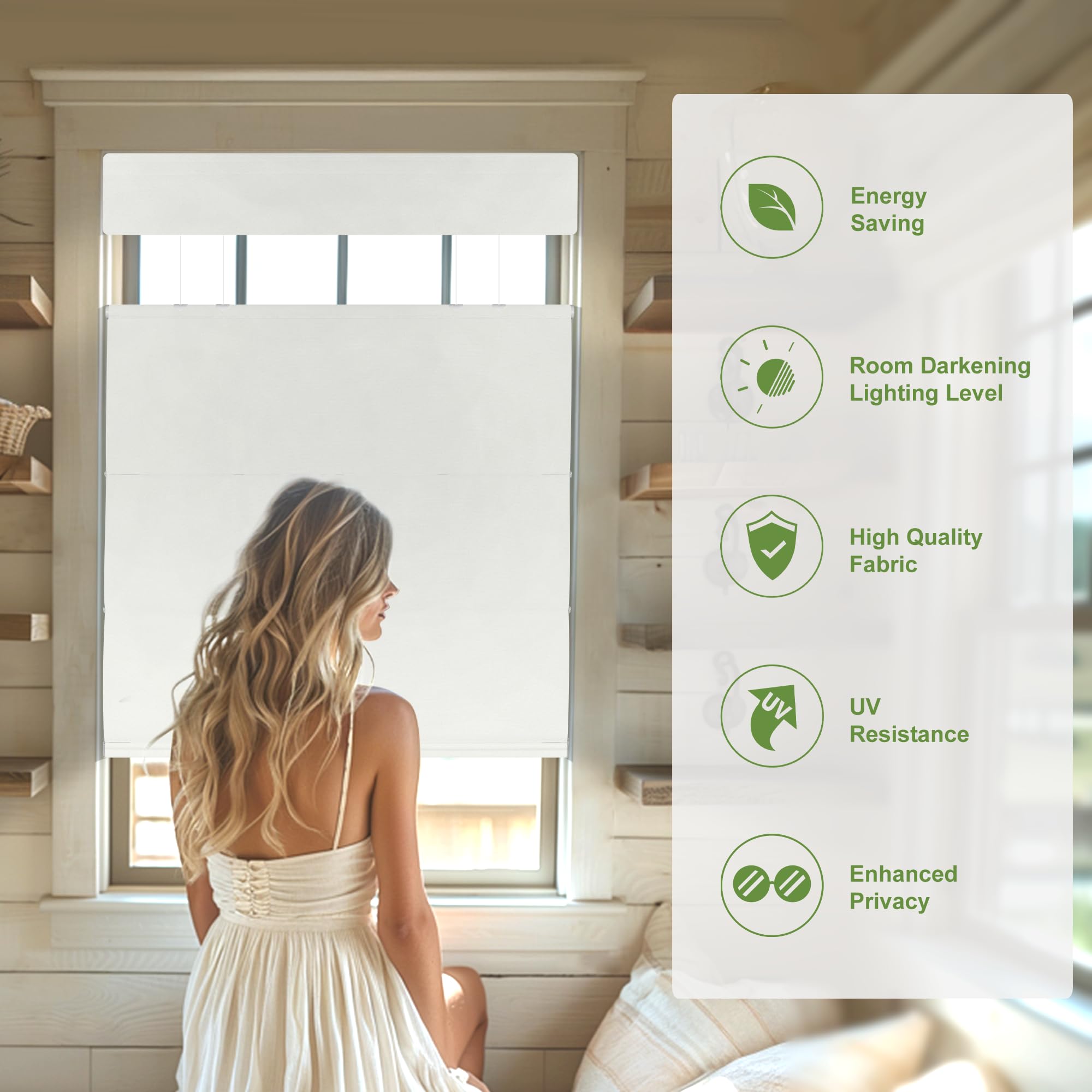Blackout Cordless Roman Shades for Windows - Top Down Bottom Up, Thermal Insulated Window Blinds, Easy to Install (47