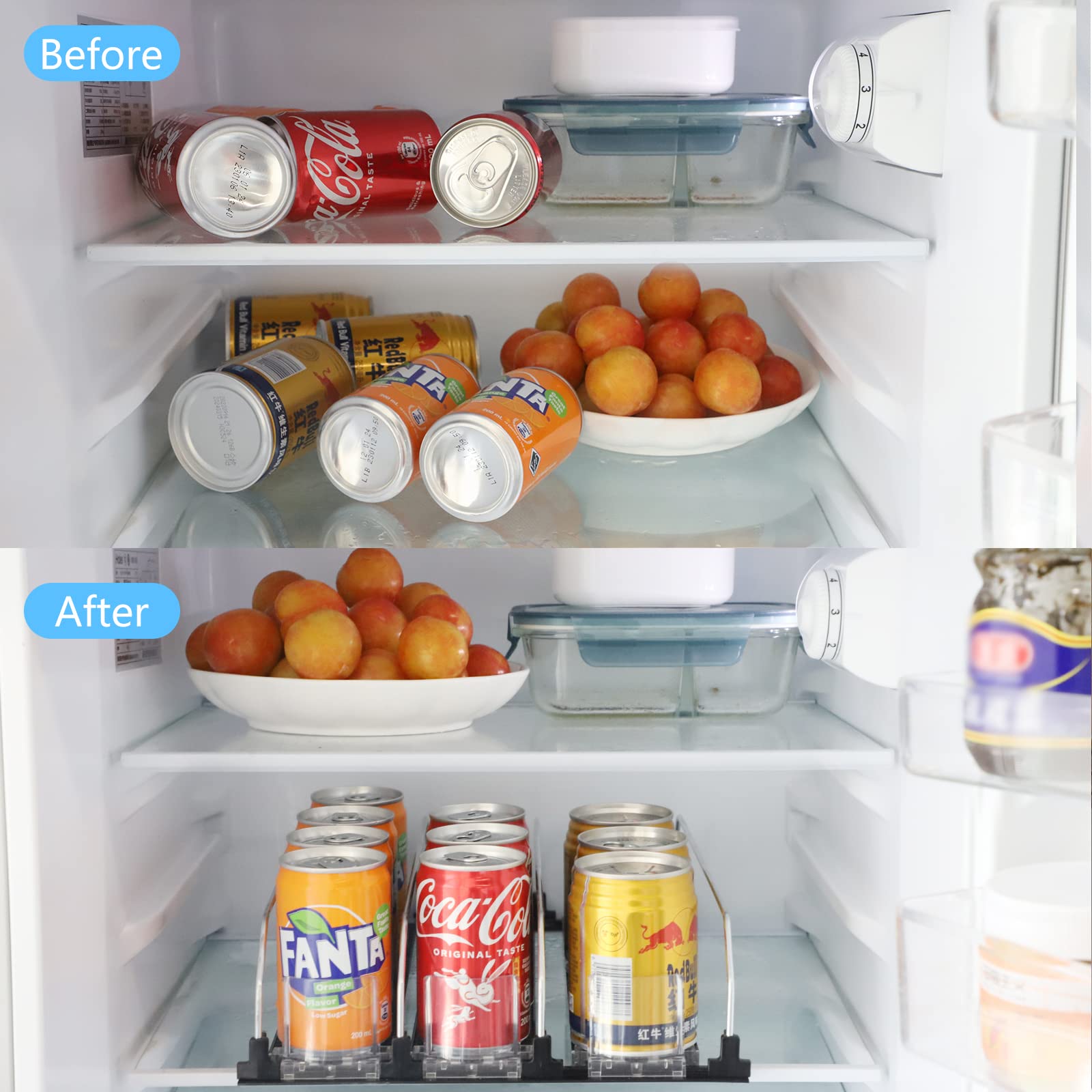 SWAWIS Automatic Can Dispenser & Refrigerator Organizer - Black | Space-Saving Soda/Beer Can Dispenser for Fridge, Kitchen & Pantry | Perfect for Parties, BBQs & Home Organization