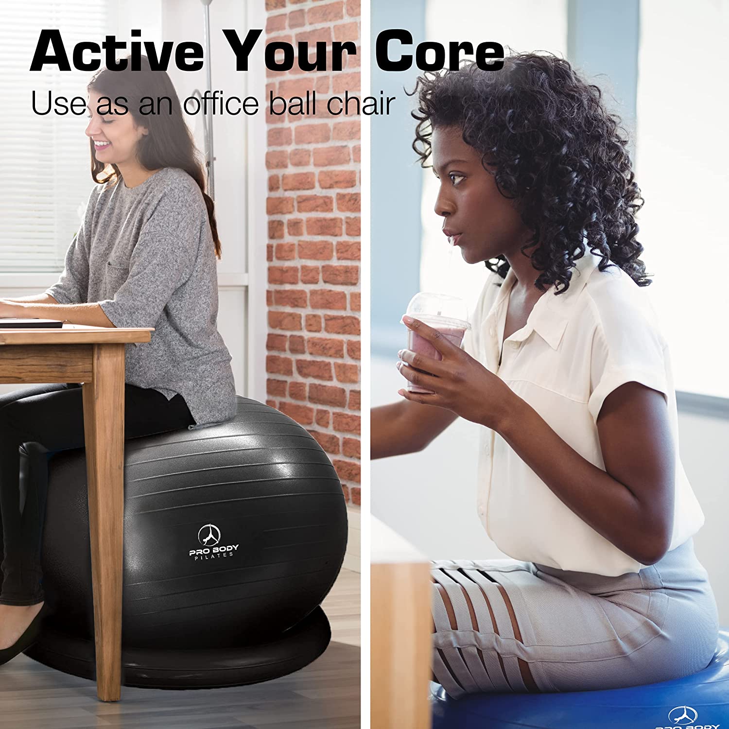 Best Exercise Ball Chair with Stable Base & Resistance Bands - Ergonomic Office & Home Workout Seat for Yoga, Fitness, and Posture Correction