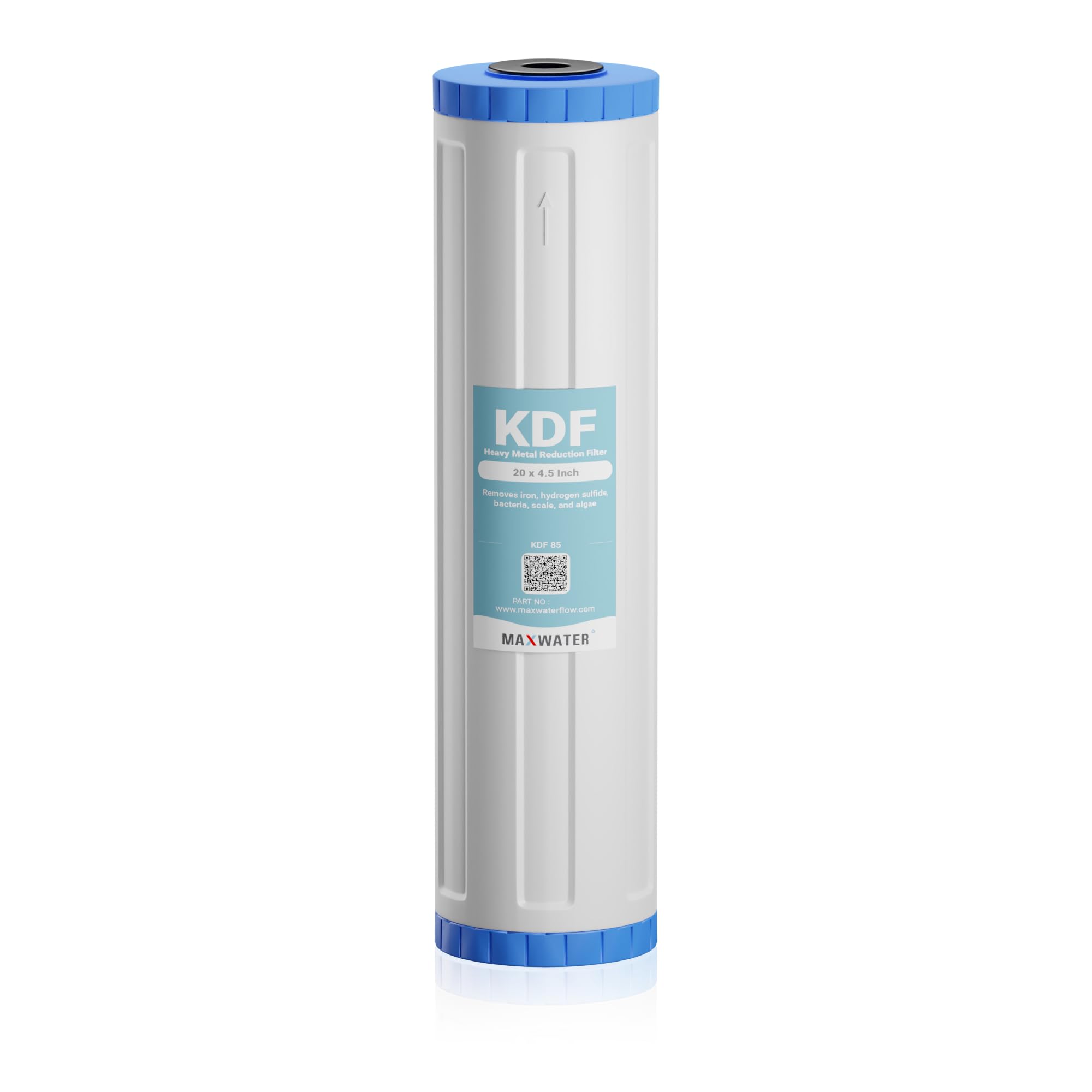 Max Water 20-Inch Heavy Metal Water Filter Cartridge - KDF 55 & GAC Carbon Filter (20