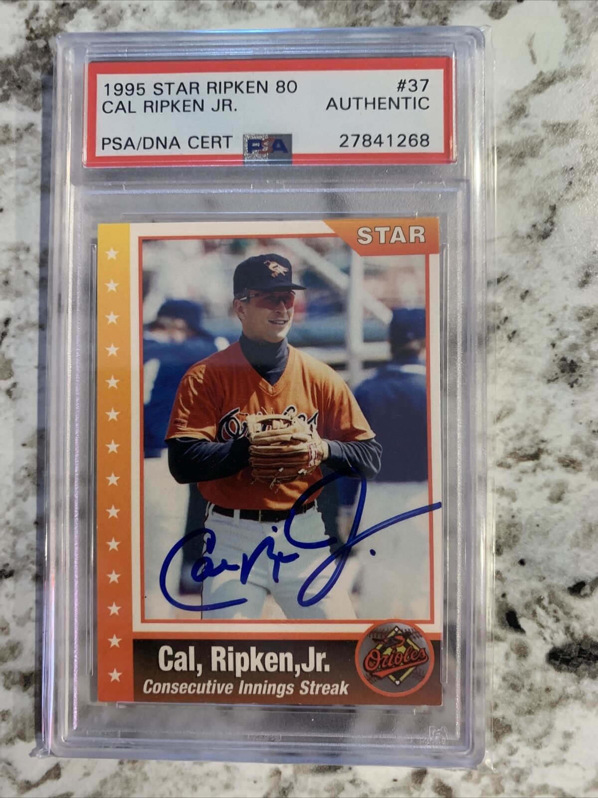 1995 Cal Ripken Jr Autographed Star Baseball Card - PSA DNA Certified - Perfect for Collectors, Sports Memorabilia & Baseball Fans