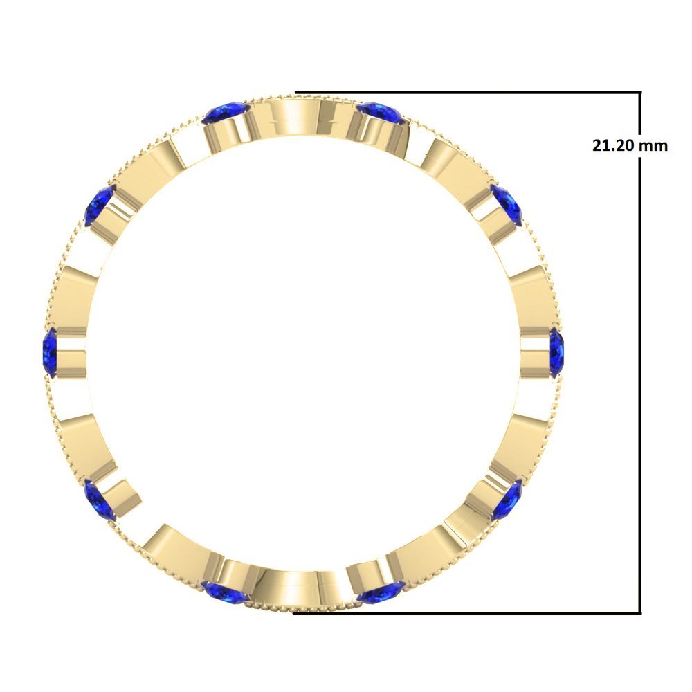 10K Solid Gold Round Blue Sapphire & White Diamond Women's Wedding Eternity Band Stackable Ring - Elegant Bridal Jewelry for Anniversary, Engagement & Stackable Ring Sets