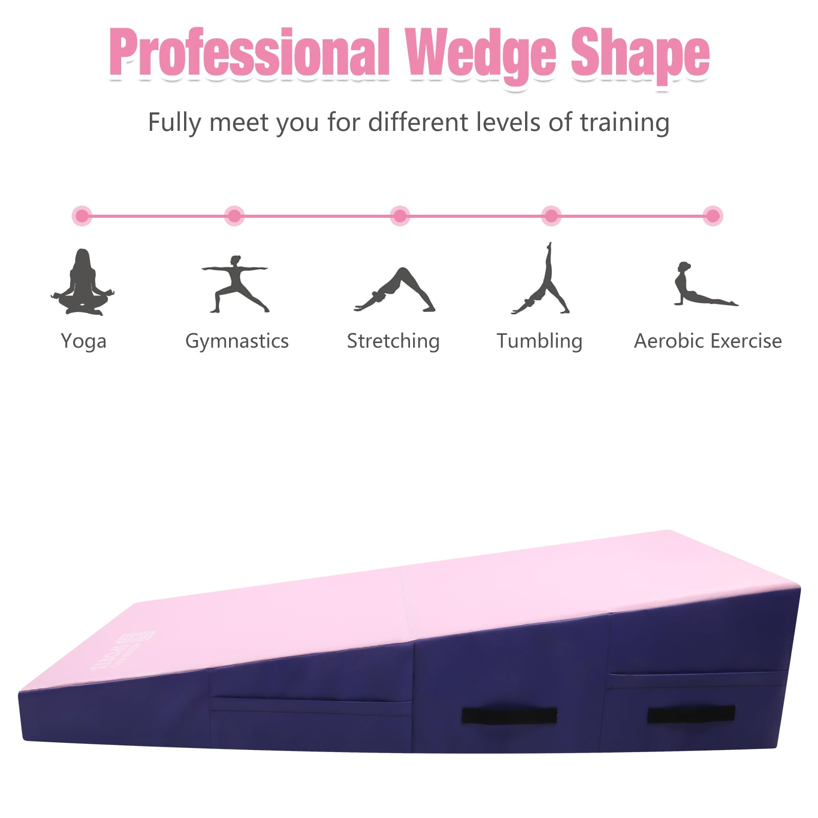 Folding Gymnastics Wedge Mats for Home Use - Waterproof PVC Cover & EPE Foam | Ideal for Exercise, Tumbling, Yoga, Pilates | Perfect for Home Gym, Kids Playroom & Fitness Training