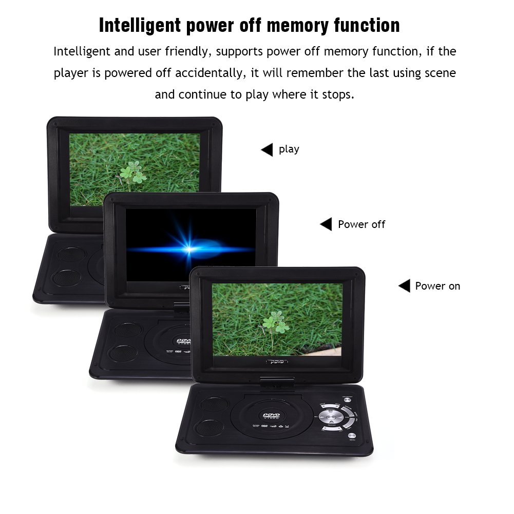 13.9-inch Portable DVD Player with MP3 Playback - Swivel Angle Adjustable HD LCD Screen, Rechargeable Battery, USB/SD Card Support & Remote Control - Perfect for Car Travel, Home Entertainment & Outdoor Adventures