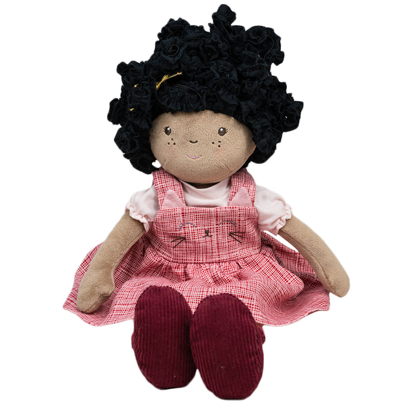 Bonikka Madison Doll with Black Hair - Tikiri Handmade Soft Body Doll for Kids | Perfect for Playtime, Collecting & Gift Giving