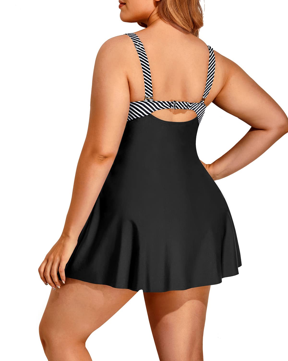 **Holipick Plus Size Swim Dress for Women - One Piece Swimsuit with Skirt, V-Neck & Tummy Control Bathing Suit | Perfect for Beach, Pool & Vacation**