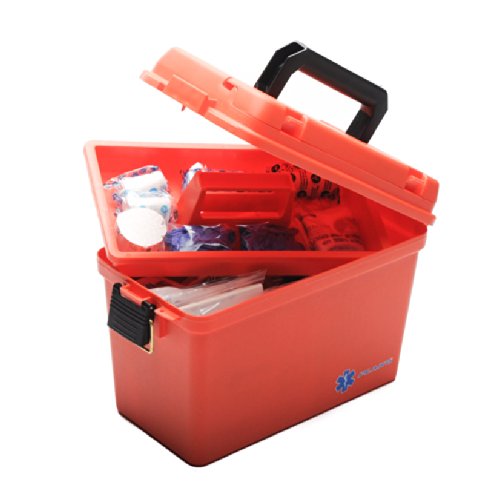 MFASCO Sports First Aid Kit - 290 Pcs Orange Plastic Medical Box with Large Compartments | Durable & Portable for Outdoor, Office, Home, School & Classroom Safety Supplies | Perfect for Camping, Hiking, Sports & Emergency Preparedness