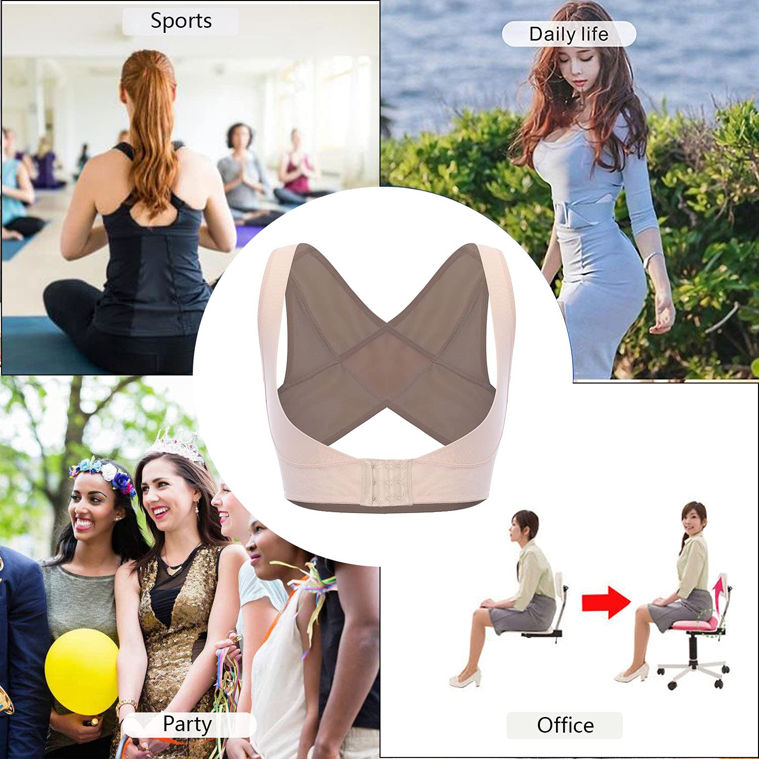 JOYSHAPER Women's Posture Corrector & Shapewear Vest - Chest Brace Support Bra for Back Pain Relief & Posture Improvement - Perfect for Office Work, Yoga & Daily Wear
