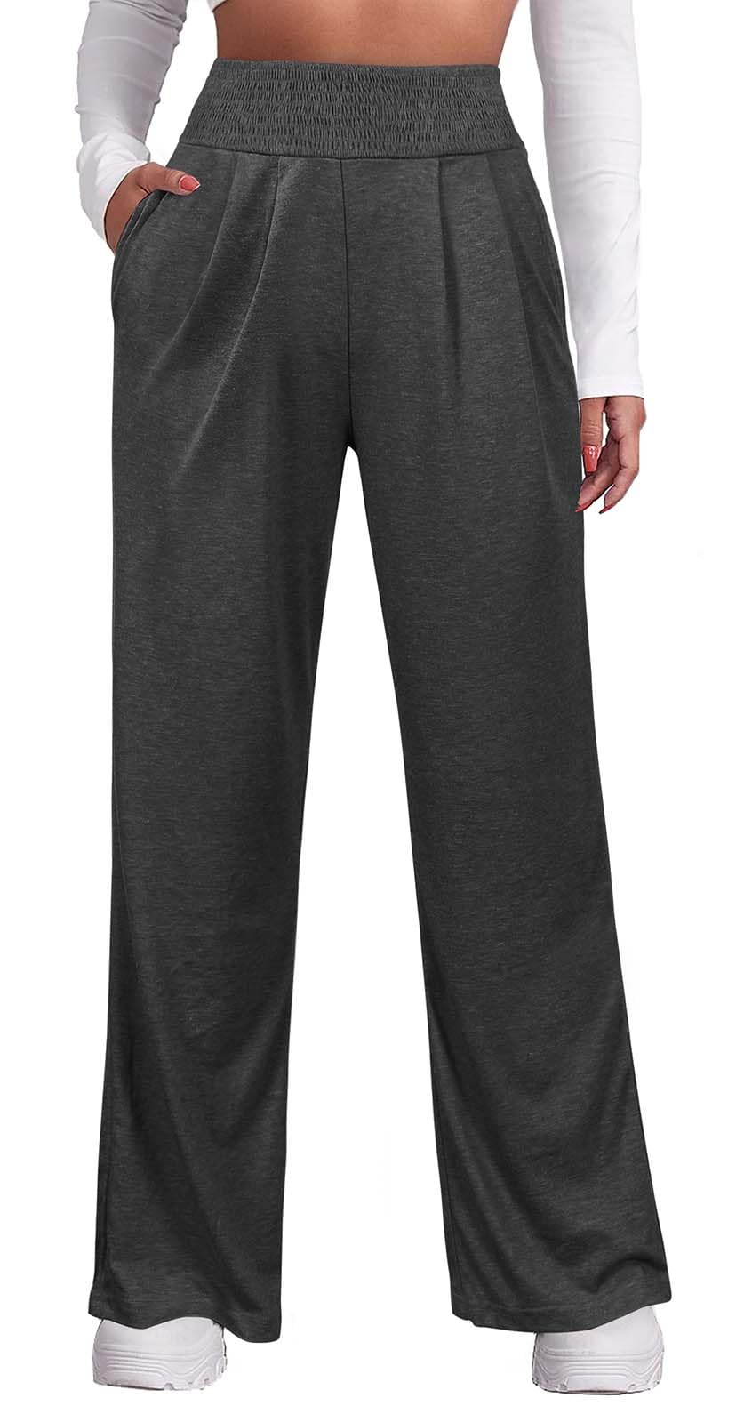OFEEFAN Women's Fall & Winter Sweatpants with Pockets - Elastic Waist Wide Leg Drawstring Pants (S-XXL) - Perfect for Casual Wear, Lounging, and Outdoor Activities