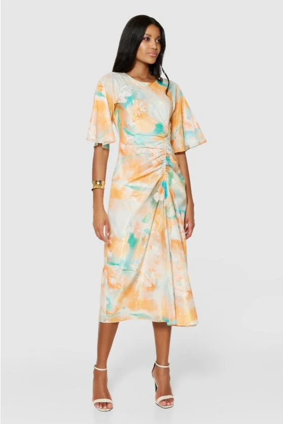 Gloria A-Line Midi Dress - Flowy Orange Summer Dress for Women | Perfect for Beach Vacations, Brunch Dates & Casual Outings