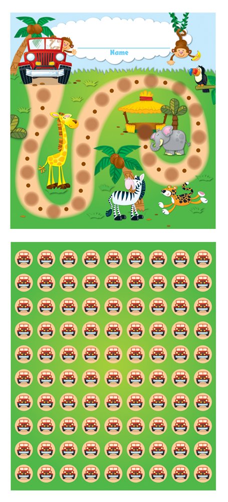 Safari Animals Reward Chart for Kids - 30PC Jungle Theme with Stickers for Potty Training & Behavior