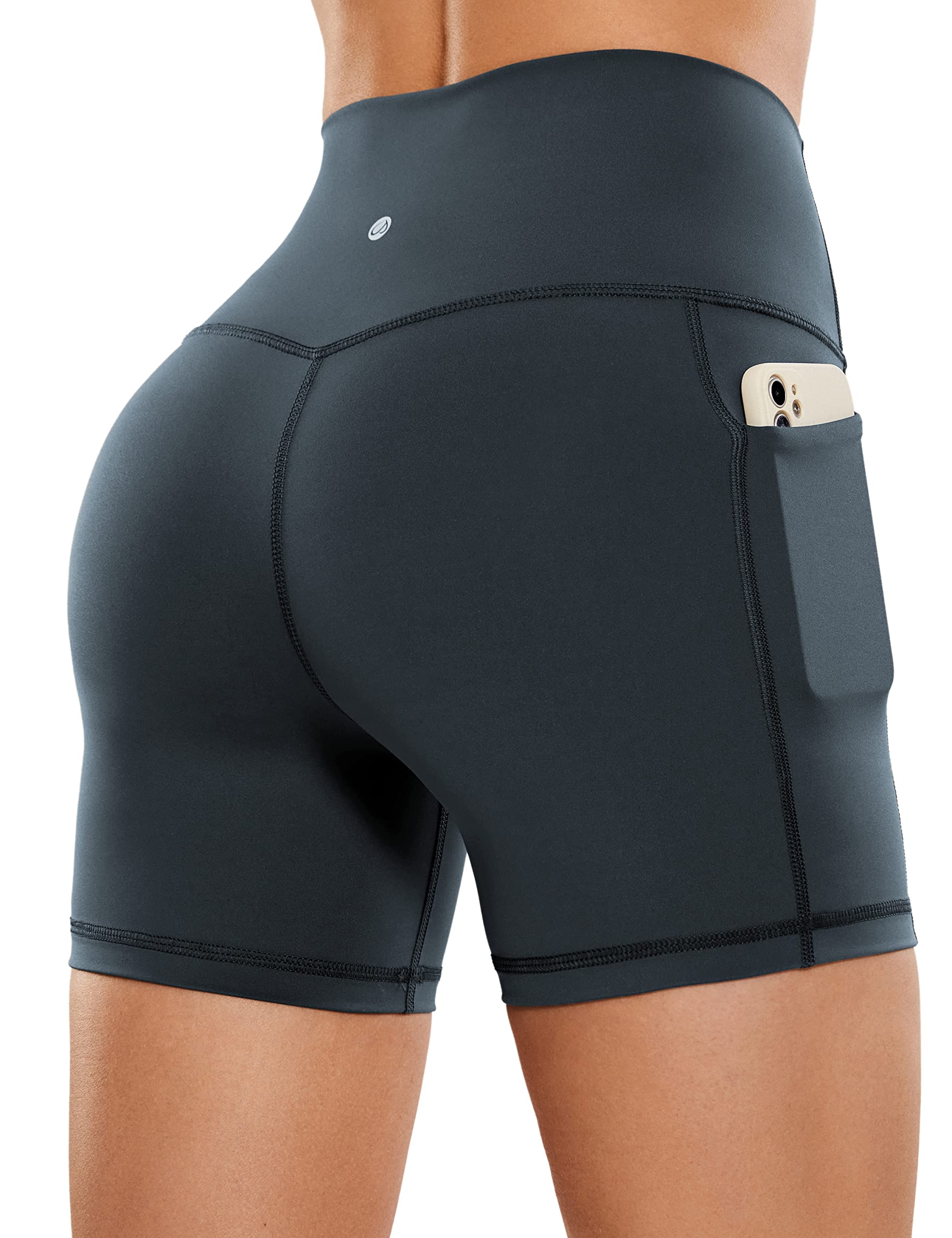 CRZ YOGA Women's High Waisted Biker Shorts - 4''/5''/6''/8''/10'' Naked Feeling Yoga Gym Spandex Shorts with Side Pockets for Running, Workout & Lounge Wear