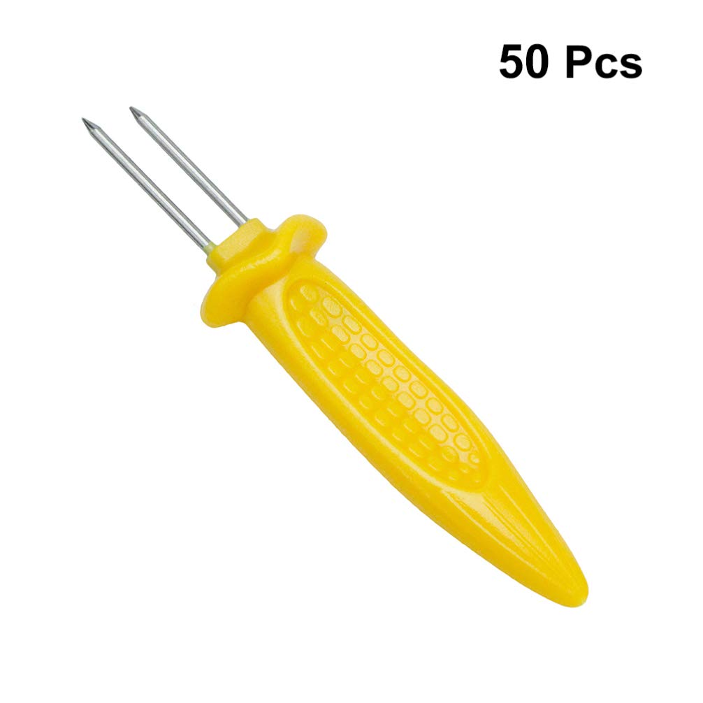 Happyyami 50 Pack Corn-Shaped Handle BBQ Forks - Heat-Resistant & Anti-Scalding Roasting Sticks for Grilling, Camping & Picnic - Perfect for Outdoor Cooking, Backyard Parties & Family Gatherings
