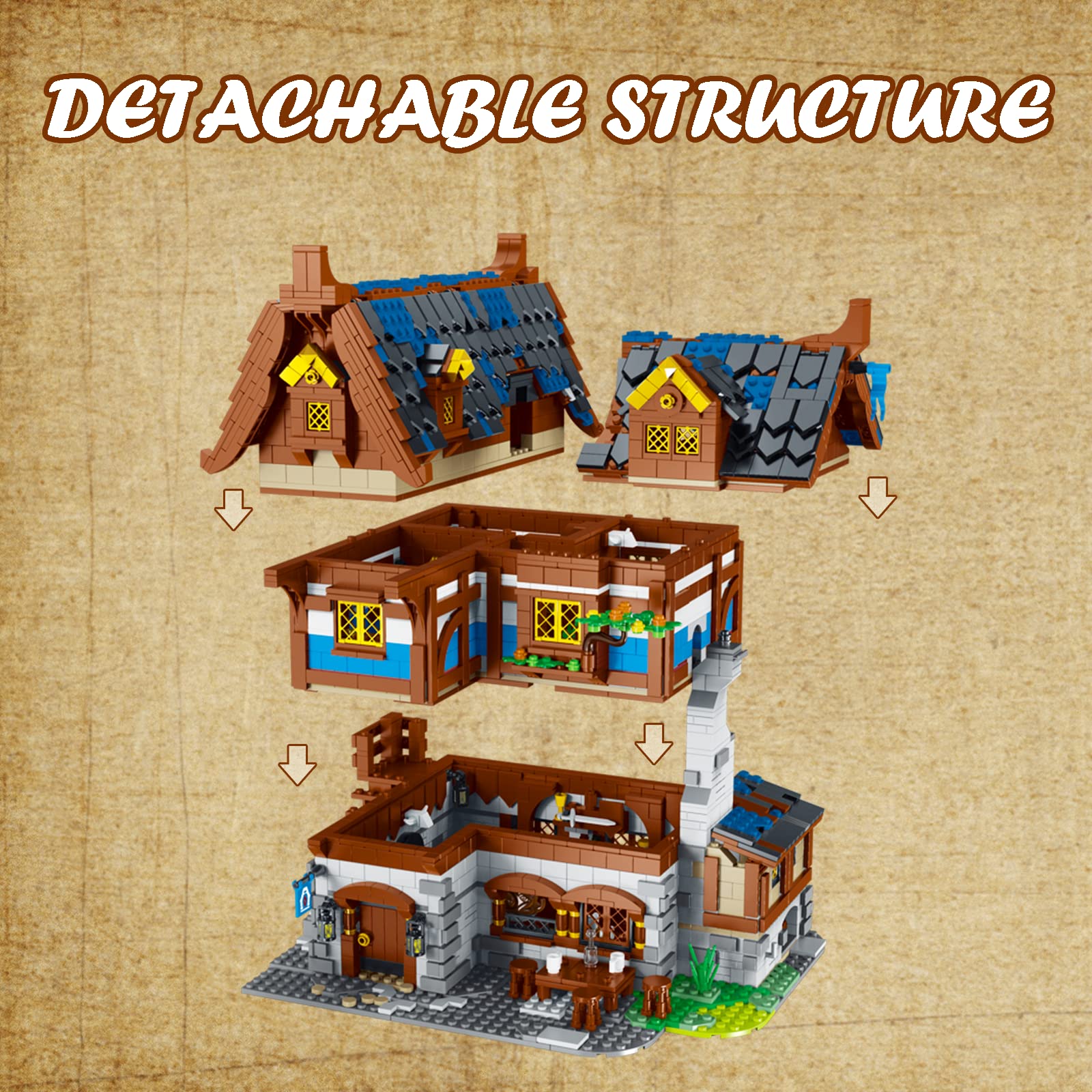 JMBricklayer Medieval 30108 House Building Set for Adults - Creative Tavern Castle Construction Toy, Collectible Display Model Kit | Perfect Gift for Boys, Girls & Adults | Office Decor, Room Display & Medieval-Themed Party Decoration