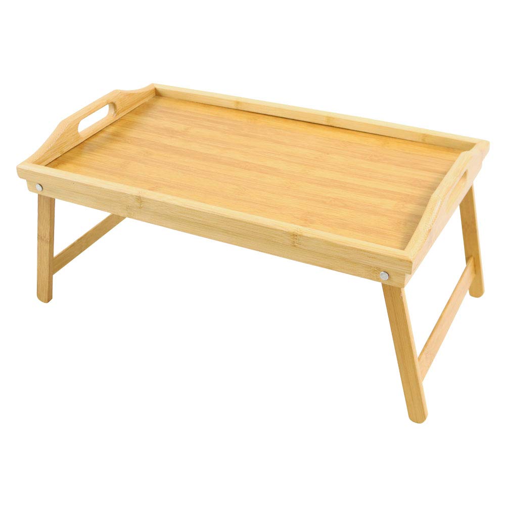 Foldable Bamboo Bed Tray - Breakfast in Bed Tray with Adjustable Legs, Multi-Purpose Serving Tray for Dining, Laptop Work, Reading & Snacking in Bed or Sofa