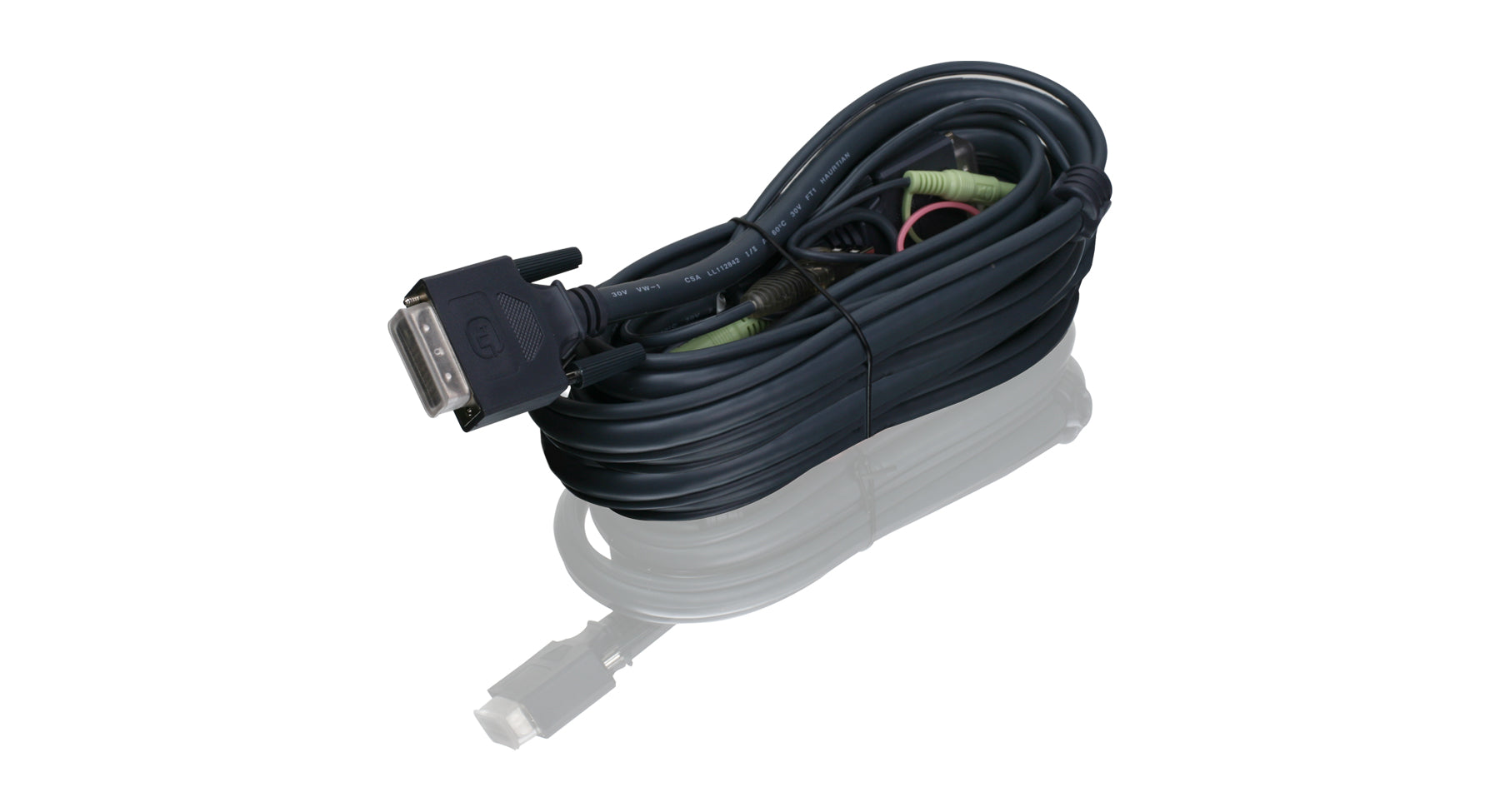 16 ft. Dual Link DVI KVM Cable with USB and Audio/Mic - TAA Compliant for Multi-Monitor Workstations, Gaming Setups & Server Rooms