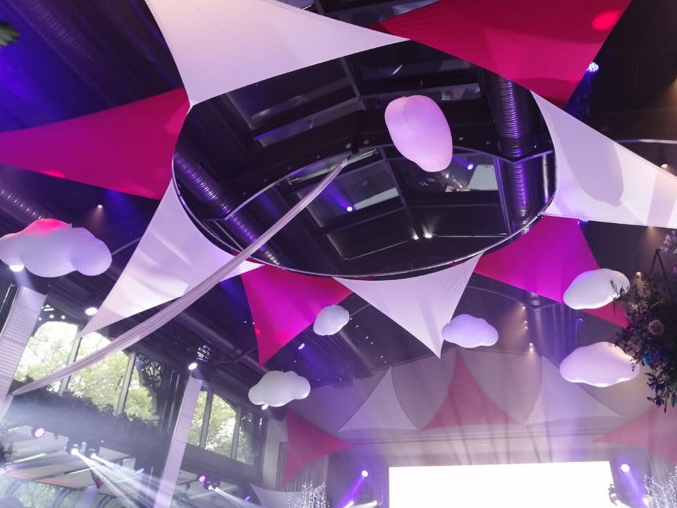 SAYOK PVC Inflatable Cloud Balloons with LED Lights - 3.28ft Hanging Decor for Wedding, Birthday Party, Baby Shower, Trade Show & Events - Perfect for Indoor/Outdoor Decorations, Photo Backdrops & Advertising Displays