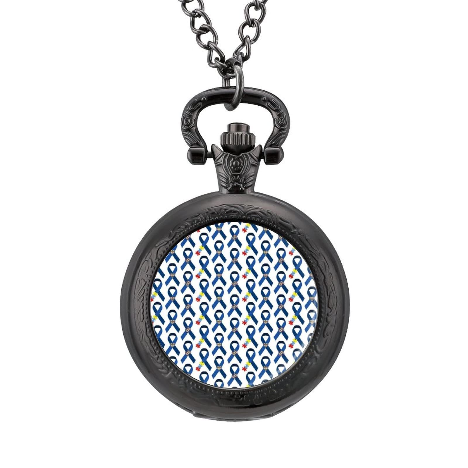 Autism Awareness Pocket Watch - Vintage Retro Necklace with Chain - Thoughtful Gift for Autism Support & Awareness - Perfect for Fundraisers, Events & Daily Wear