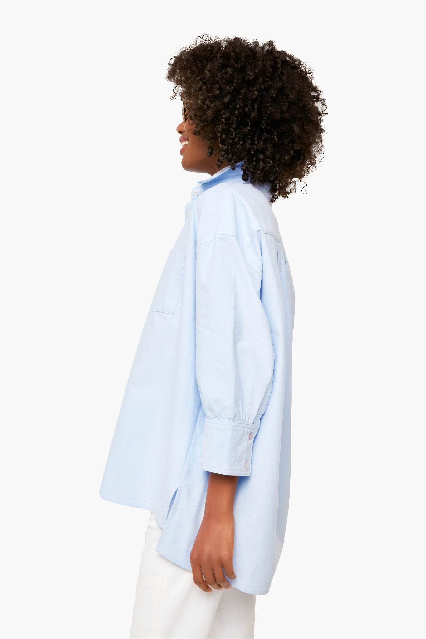 Blue Oxford Adair Boyfriend Shirt for Women - Casual Button Down Long Sleeve Shirt - Perfect for Office, Date Night & Everyday Wear