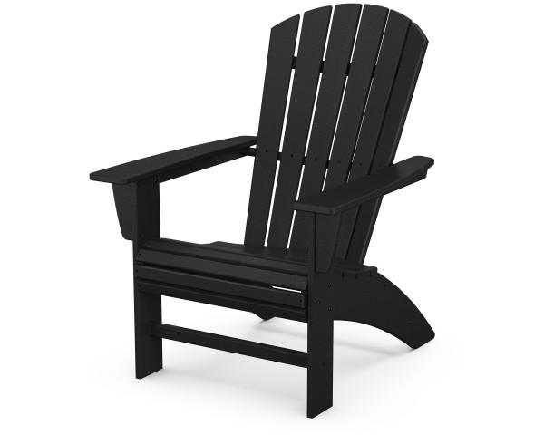 Premium Polywood Black Nautical Curveback Adirondack Chair - All-Weather Outdoor Patio Furniture for Beach, Poolside & Garden Relaxation