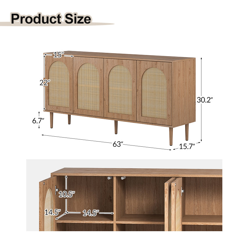 Norbert 63-Inch Wide Sideboard with Storage - Modern Buffet Cabinet for Dining Room, Living Room & Entryway - Solid Wood Console Table with 4 Drawers & 2 Doors (Espresso Finish)