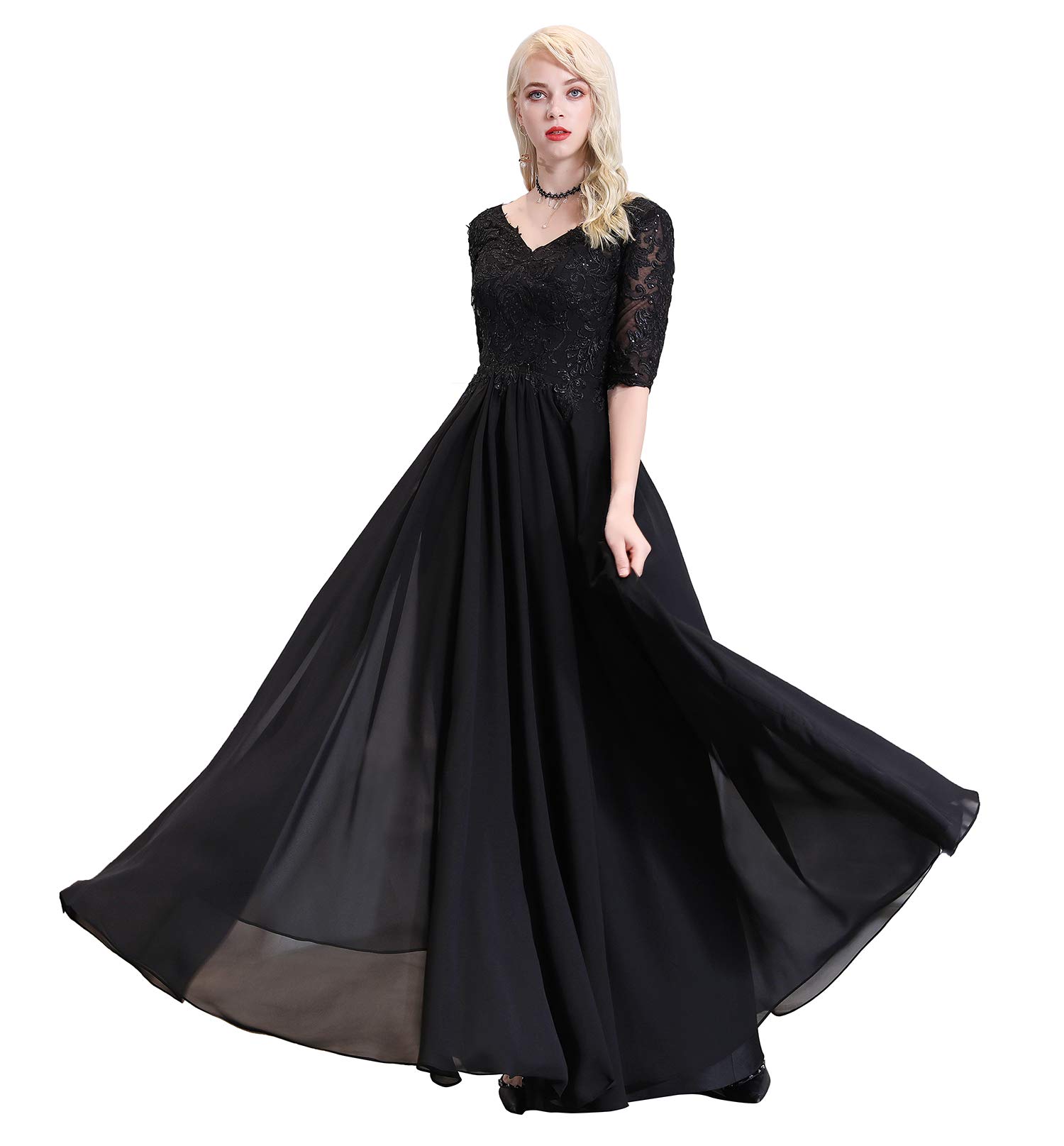 Elegant Plus Size Women's V-Neck Beaded Applique Dress - Perfect for Mother of The Bride, Wedding Guest & Special Occasions