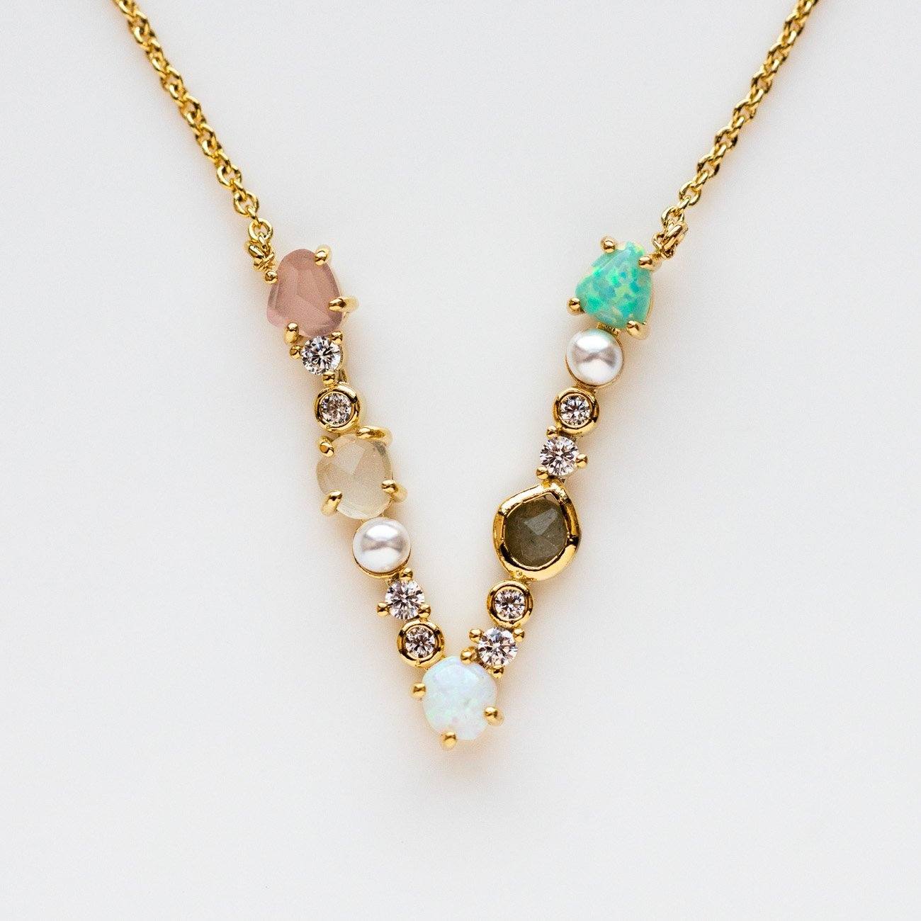 Opal Monogram Pendant Necklace - Personalized Initial Jewelry for Women - Perfect Gift for Birthday, Anniversary & Everyday Elegance