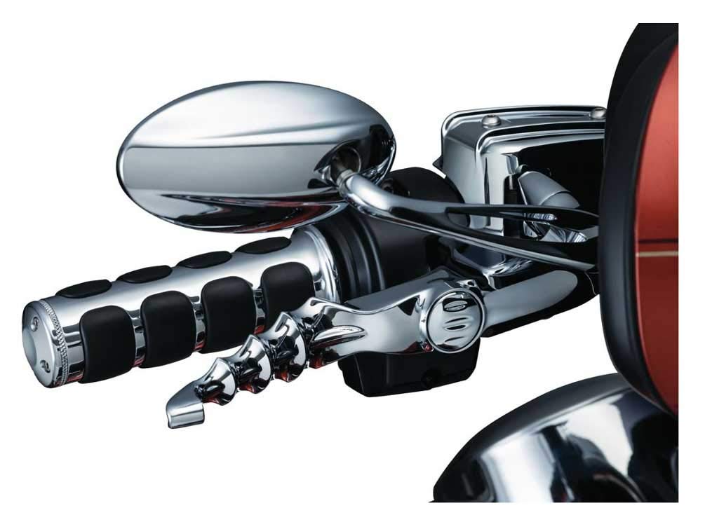 Premium ISO Handlebar Grips for Harley-Davidson Motorcycles 1982-2019 - Dual Cable Throttle Control, Chrome Finish (1 Pair) - Comfort Ride for Long Distance Cruising & City Commuting