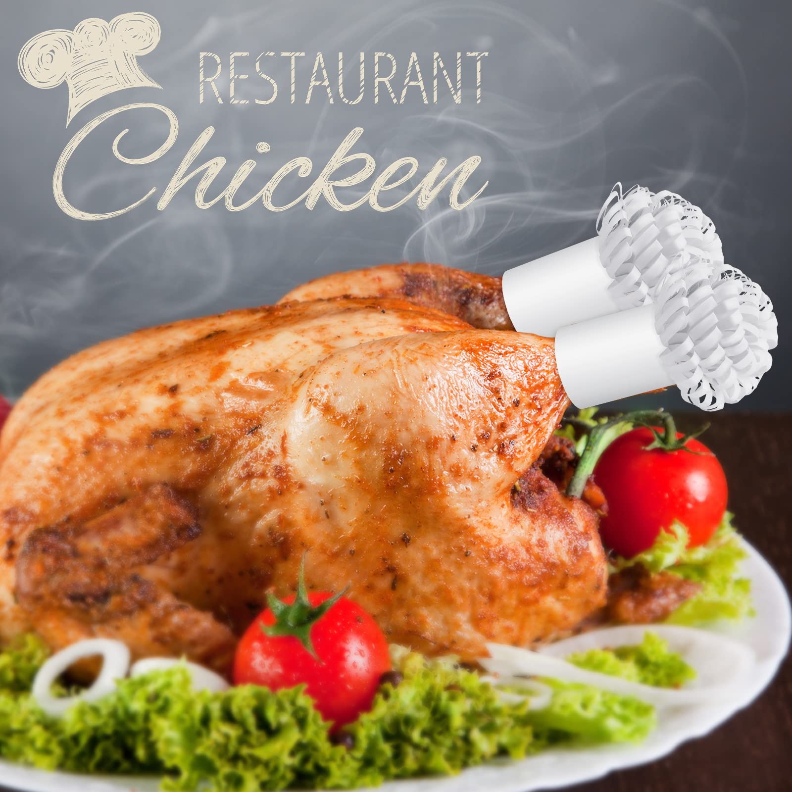 20 Pack White Decorative Paper Frills for Turkey Leg Holders - Food Wraps for Lamb Chops, Pork Roast & Chicken - Perfect for BBQ, Holiday Meals & Party Platters
