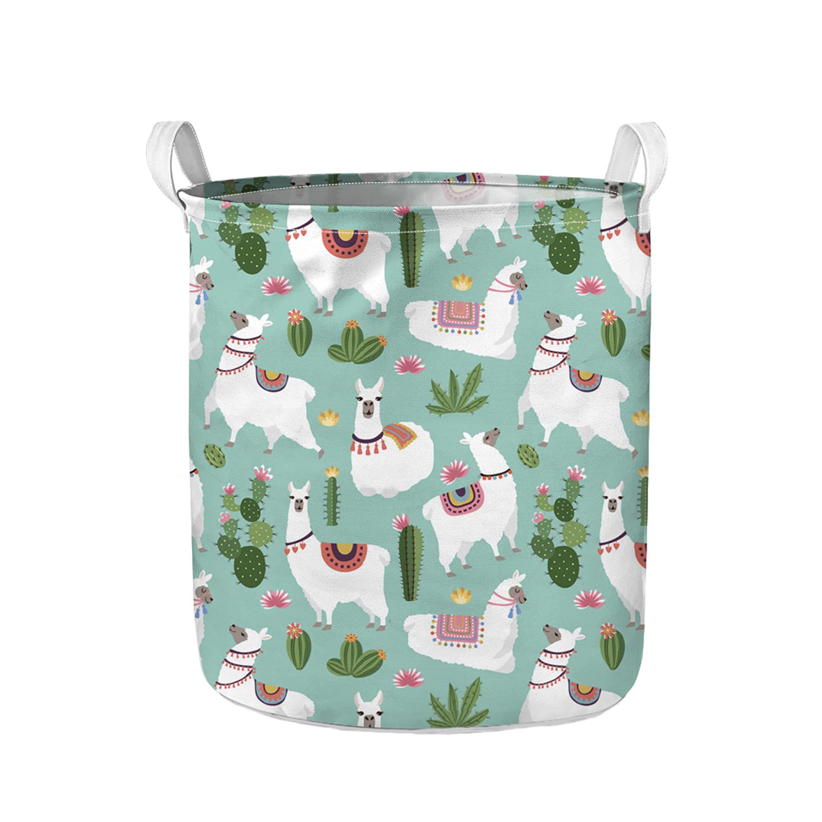 Foldable Collapsible Laundry Hamper Basket - Large Llama Cactus Design Storage Organizer for Baby, Kids, Ladies & Girls - Perfect for Nursery, Bedroom, Bathroom or Playroom Toy & Clothes Organization