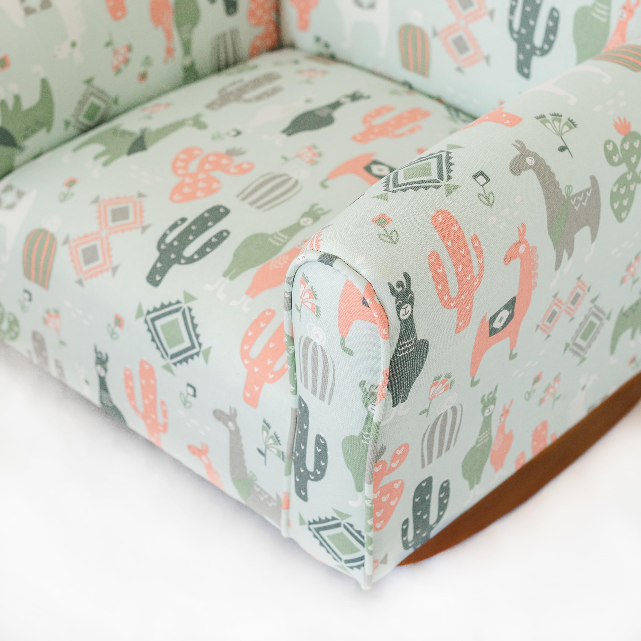 Personalized Kids Rocking Chair with Name - Soft Upholstered Toddler Armchair, Custom Llama Print Design for Nursery & Playroom - Comfortable Personalized Children's Furniture for Reading Nook & Bedroom Decor
