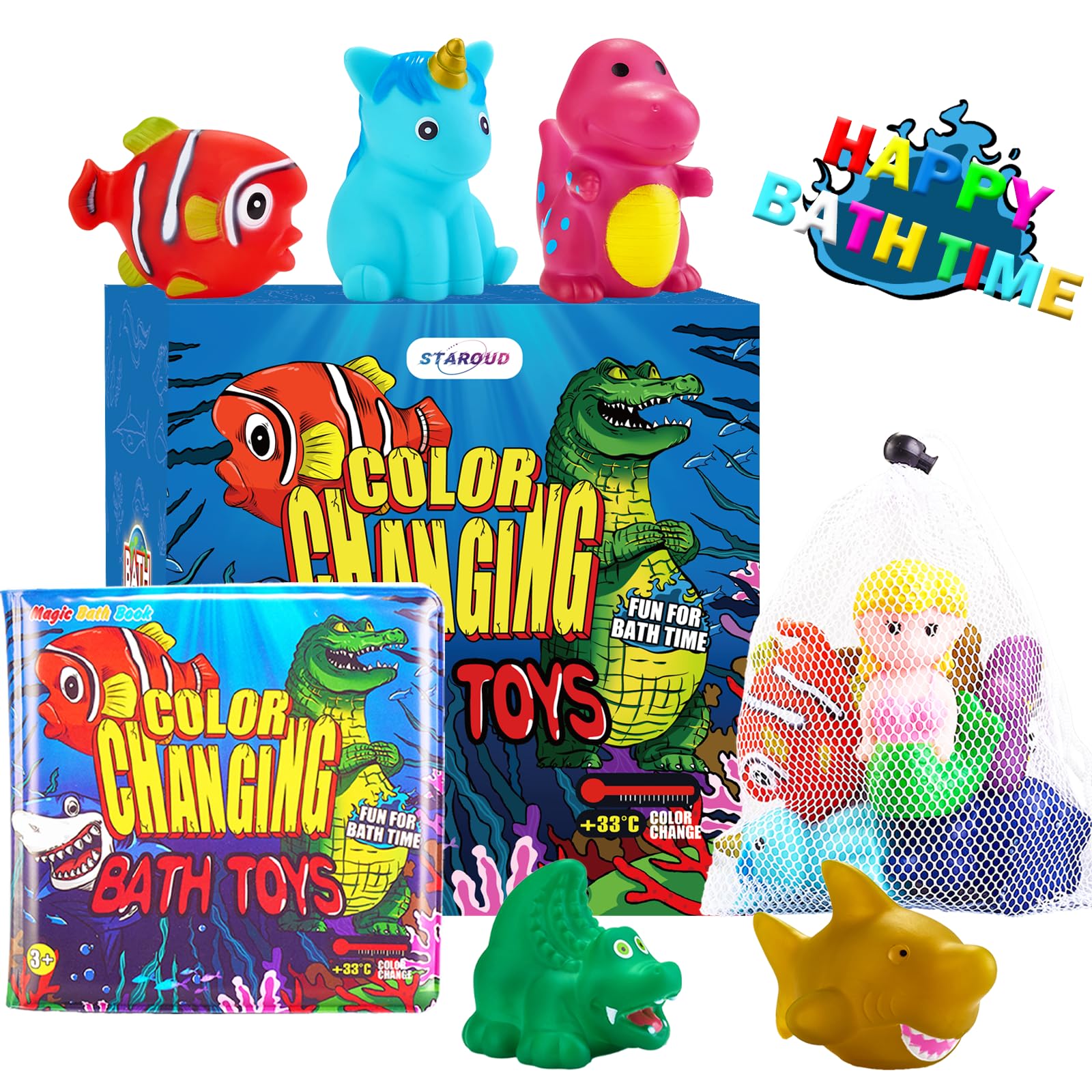 Color Changing Bath Toys for Kids - Mermaid & Dinosaur Floating Toys for Bathtub Fun