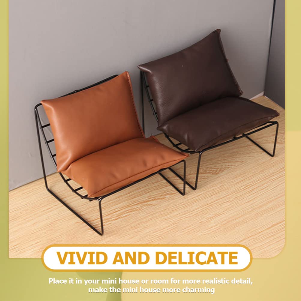 1/6 Scale Miniature Dollhouse Sofa & Chair Set - Modern PU Leather Furniture for Dollhouse Accessories - Perfect for Dollhouse Decor, DIY Projects & Collectibles