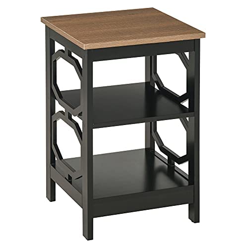 Modern White End Table with 2 Storage Shelves - Accent Side Table for Living Room & Bedroom - Perfect for Small Spaces, Nightstands, or Coffee Table Alternative